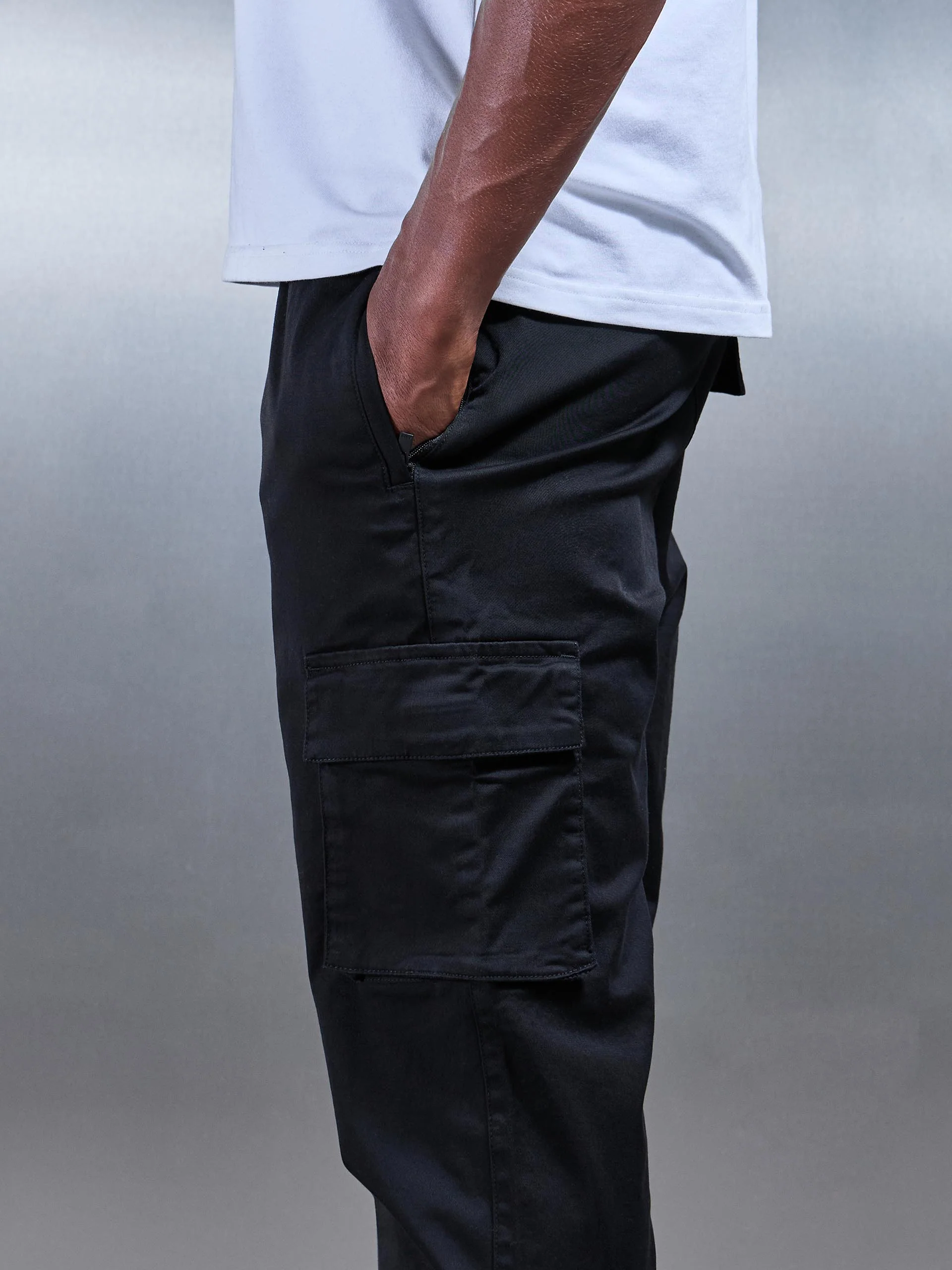 3D Cotton Cargo Pant in Black - Image 5