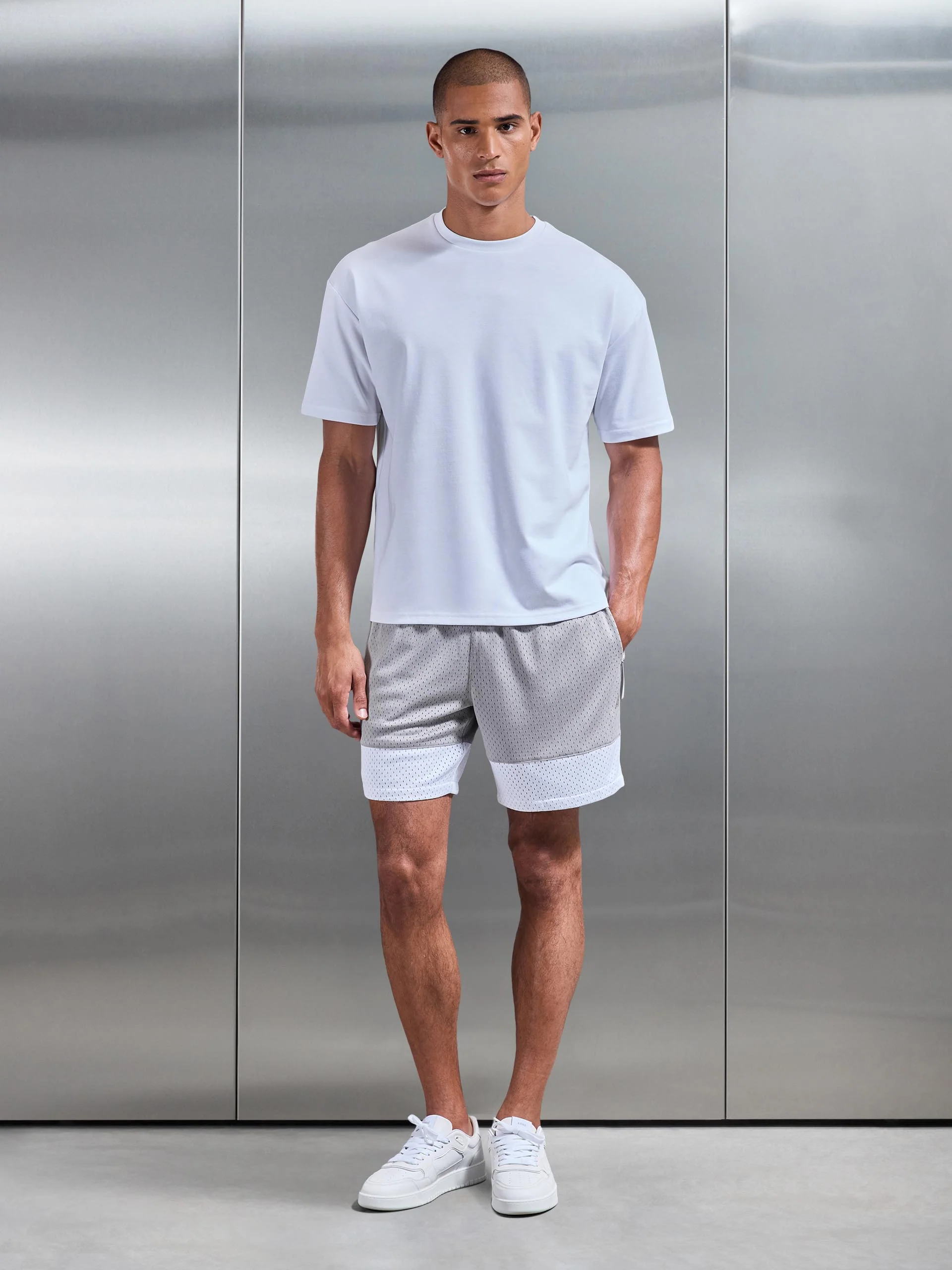 AirTech Colour Block Mesh Short in Mid Grey - Image 2