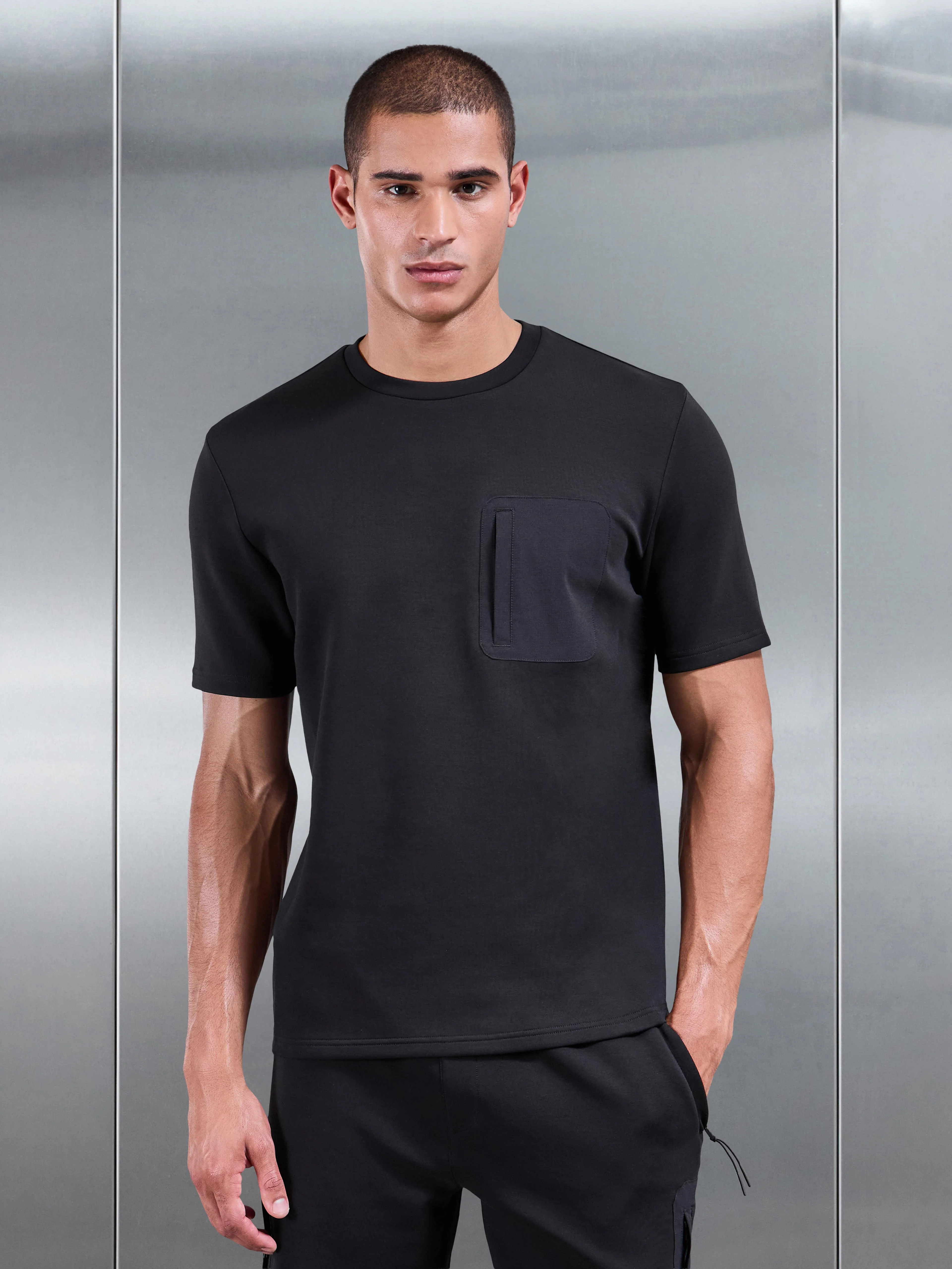 AirTech Hybrid Pocket T-Shirt in Black