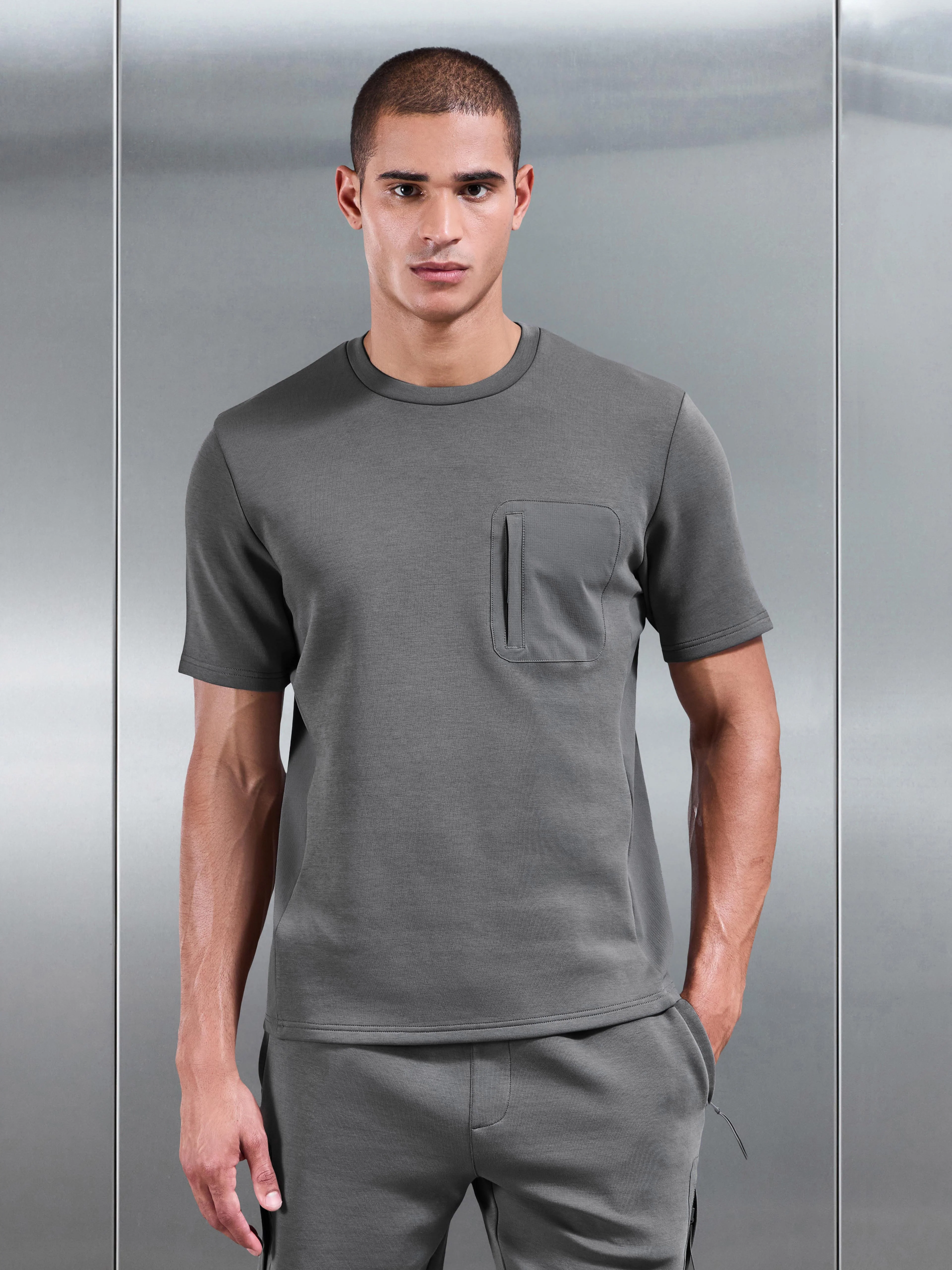 AirTech Hybrid Pocket T-Shirt in Grey