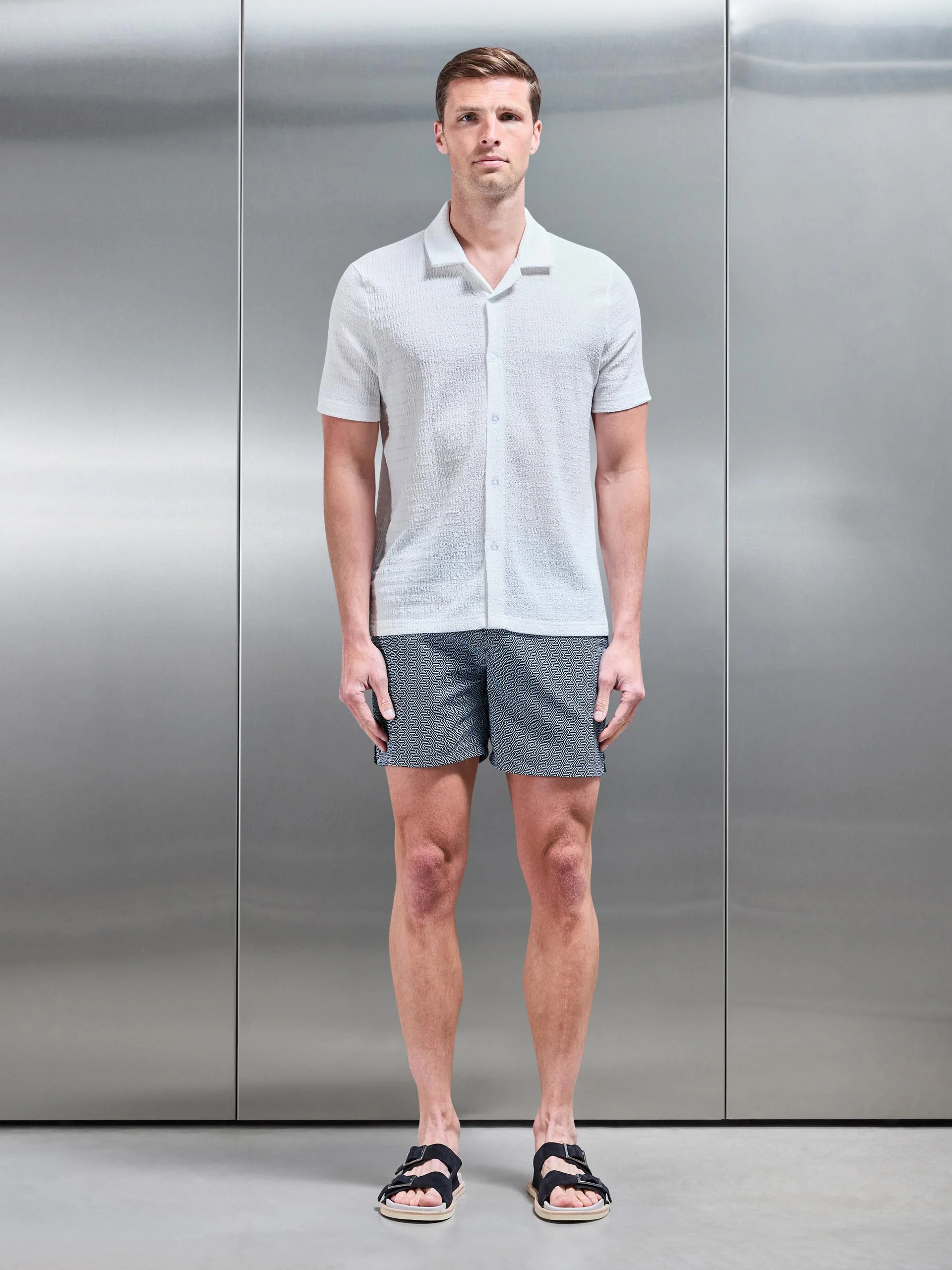 Amalfi Tailored Swim Short in Navy - Image 2