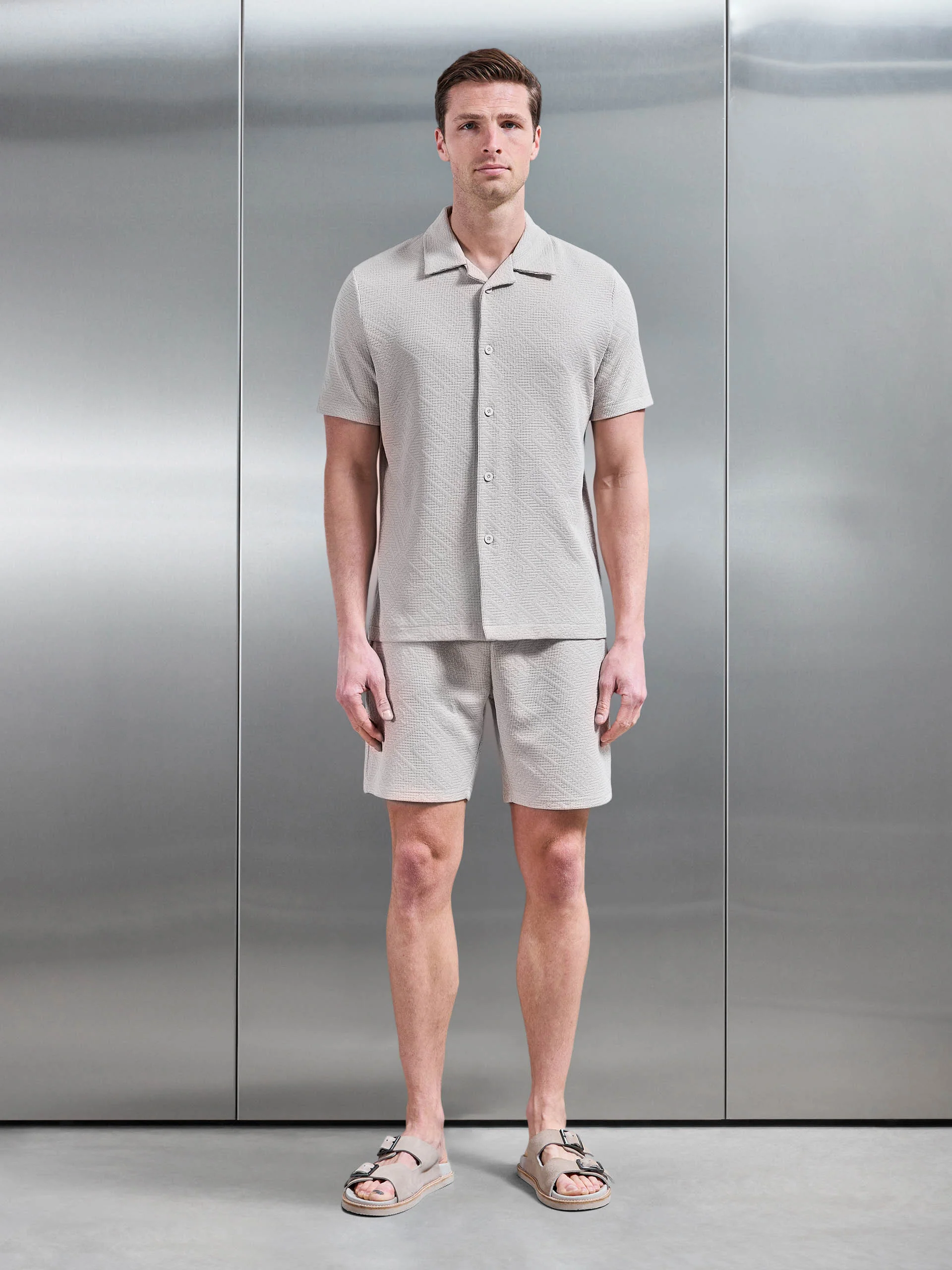 Aztec Revere Collar Shirt in Stone - Image 2