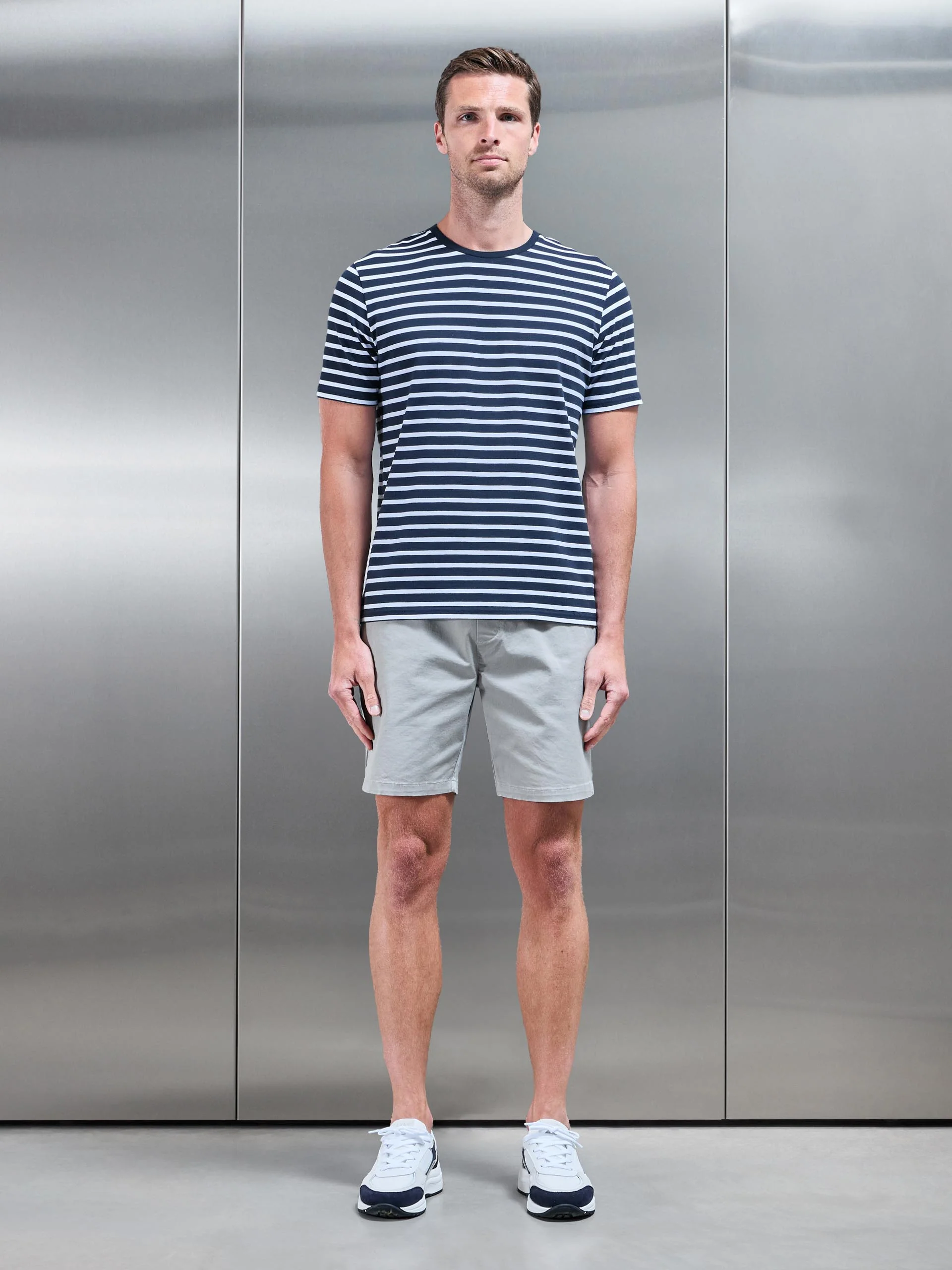 Basic Stripe T-Shirt in Navy White - Image 2