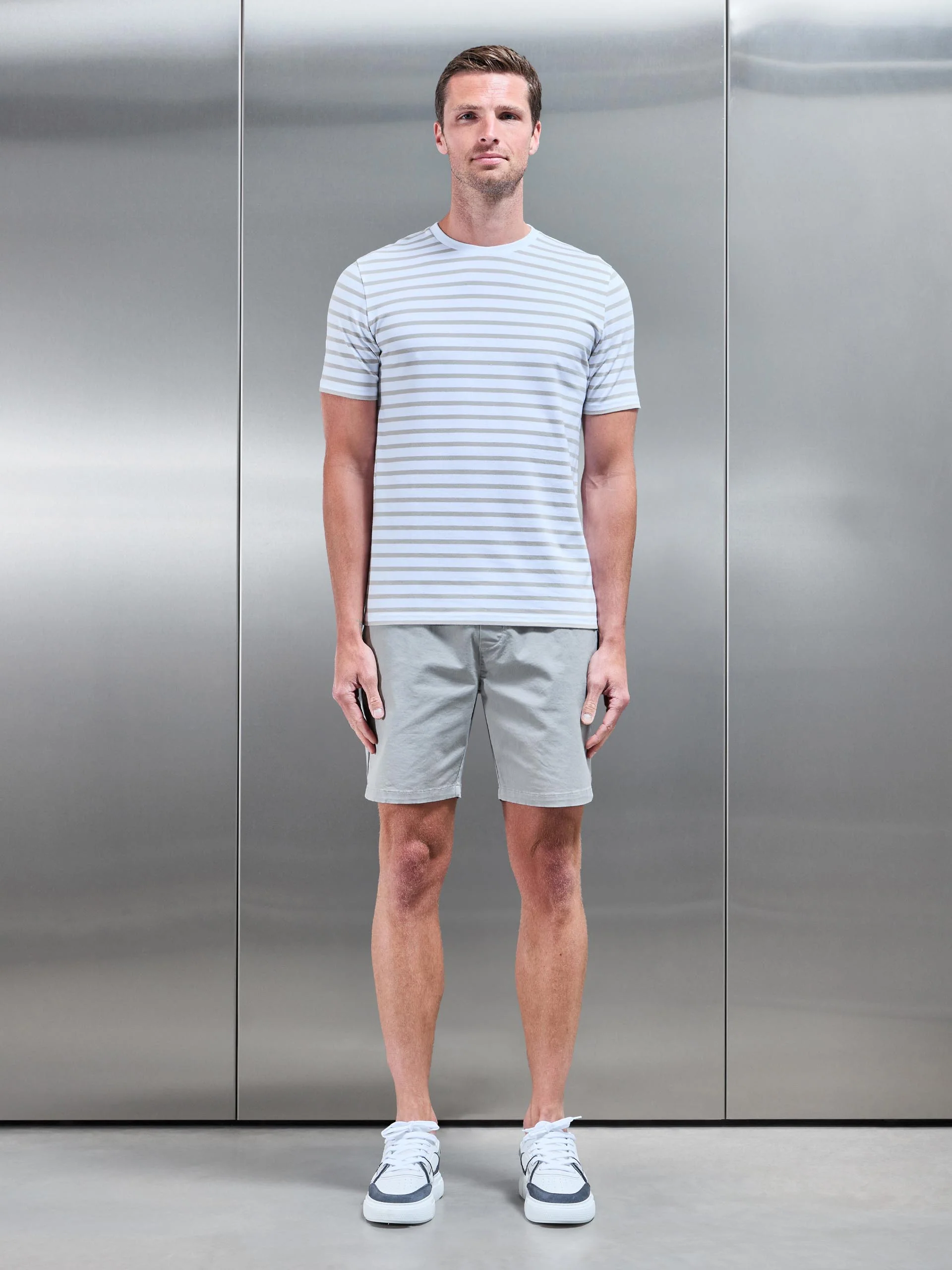 Basic Stripe T-Shirt in Stone White - Image 2