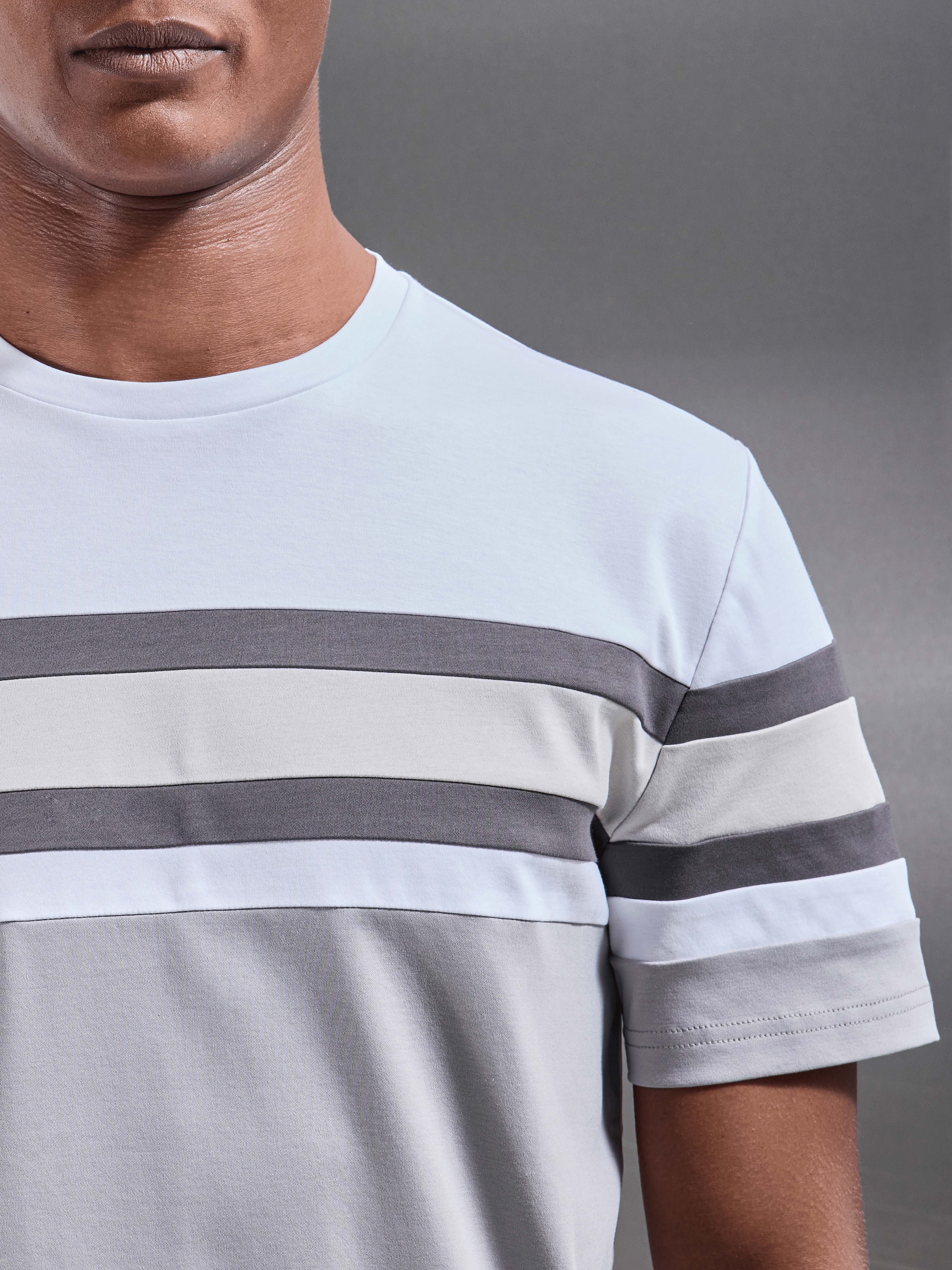 Colour Block Mercerised T-Shirt in Mid Grey - Image 4