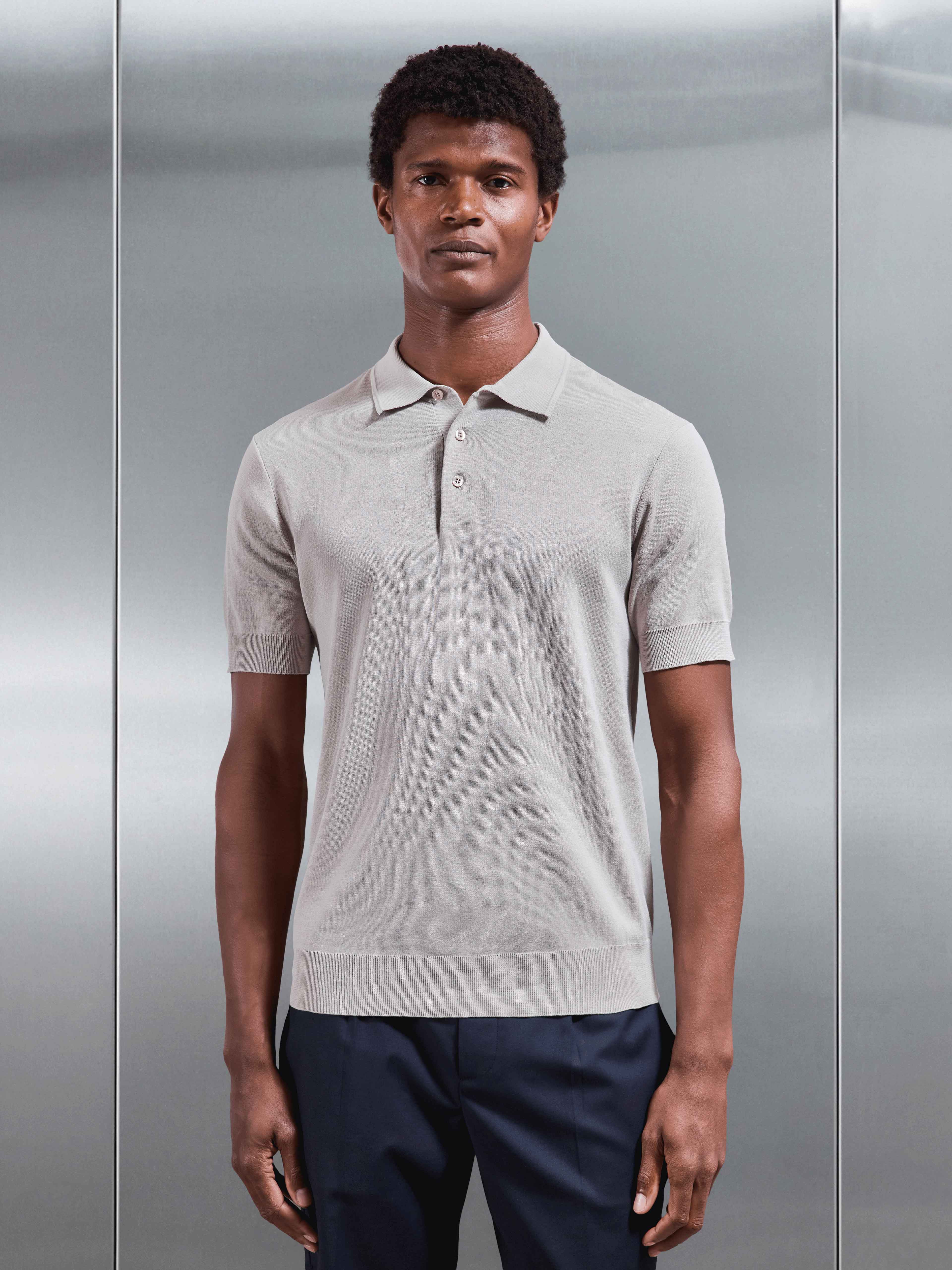 Como Knitted Polo Shirt in Stone