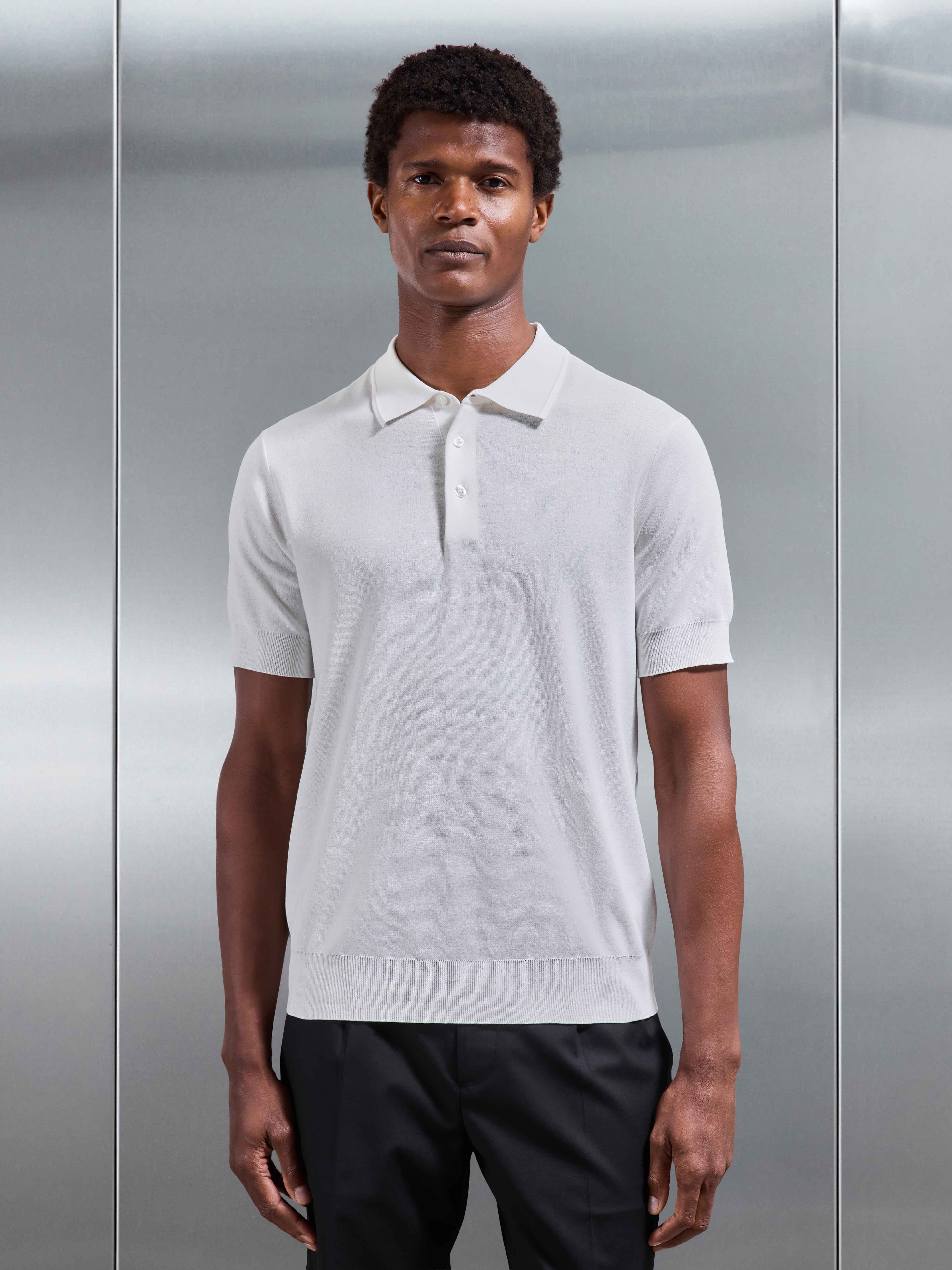 Como Knitted Polo Shirt in White