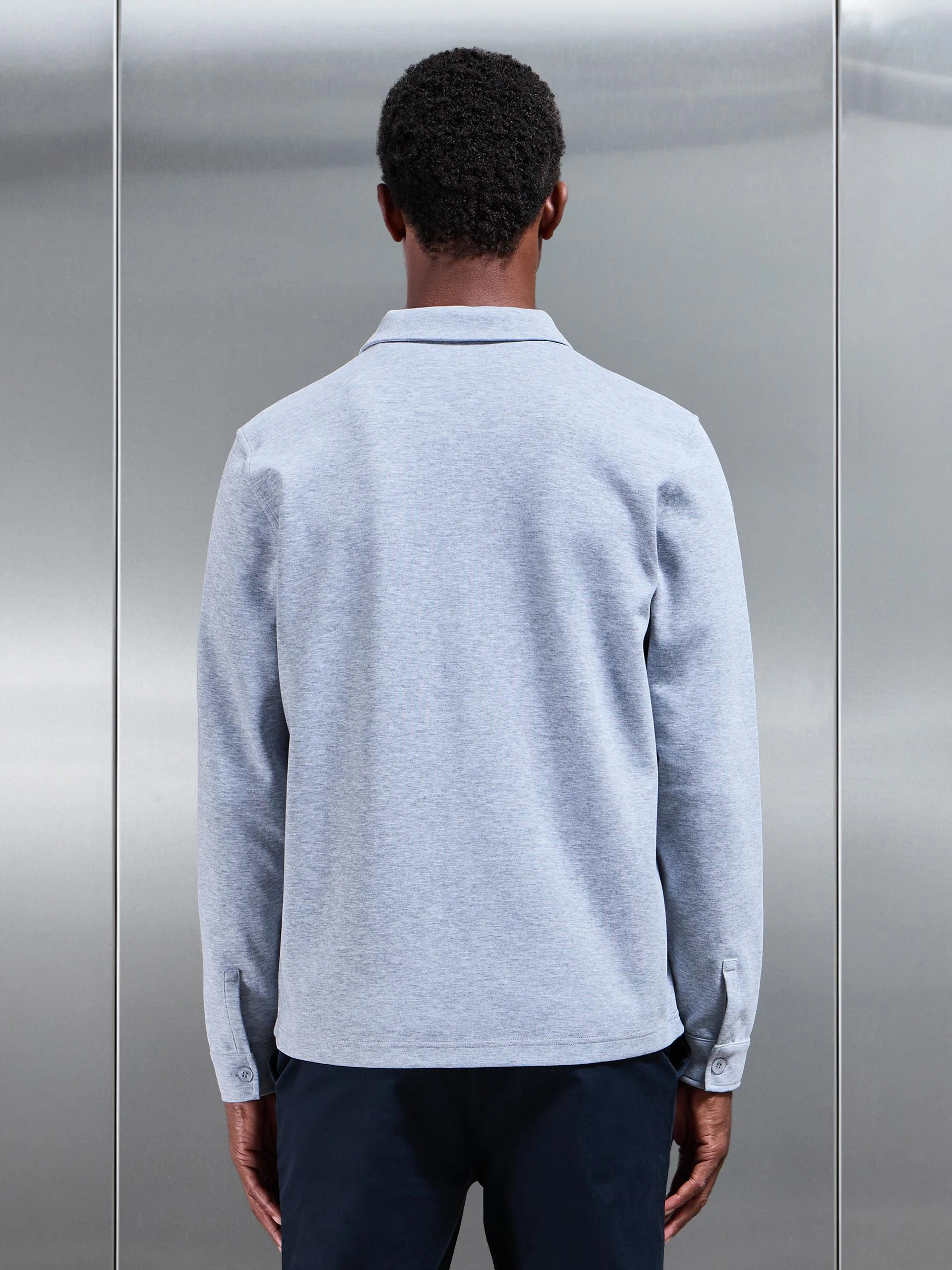 Cotton Jersey Overshirt in Marl Grey - Image 4