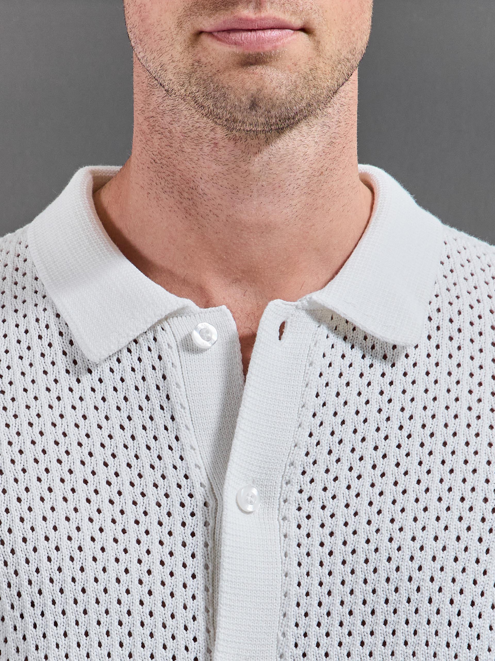 Crochet Shirt in Off White - Image 3