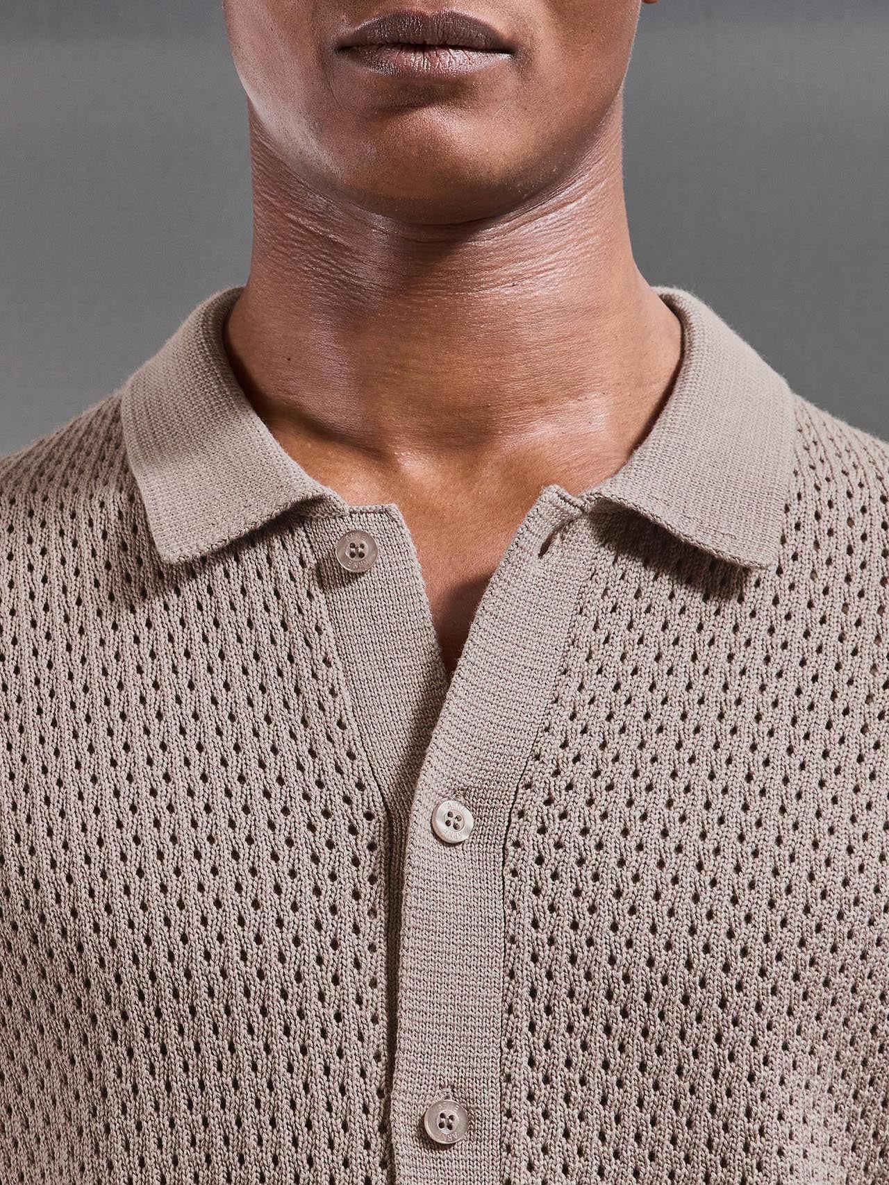 Crochet Shirt in Taupe - Image 3