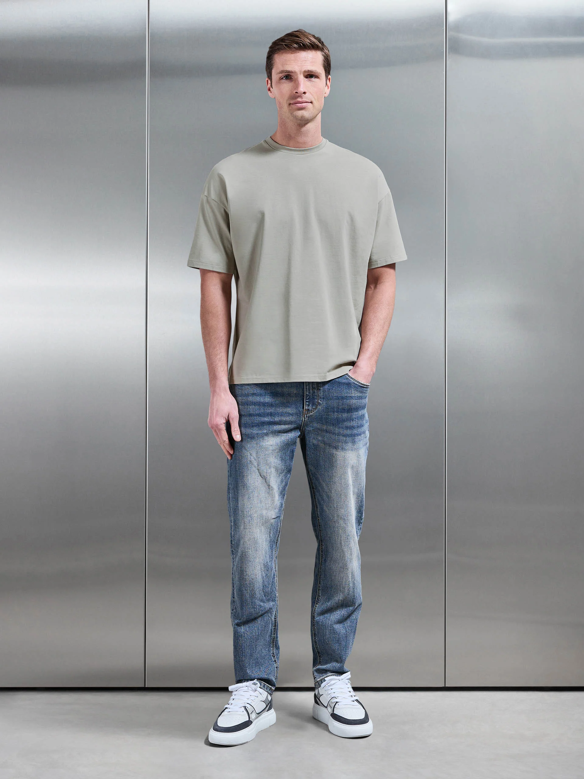 Essential Relaxed Cotton T-Shirt in Stone - Image 2