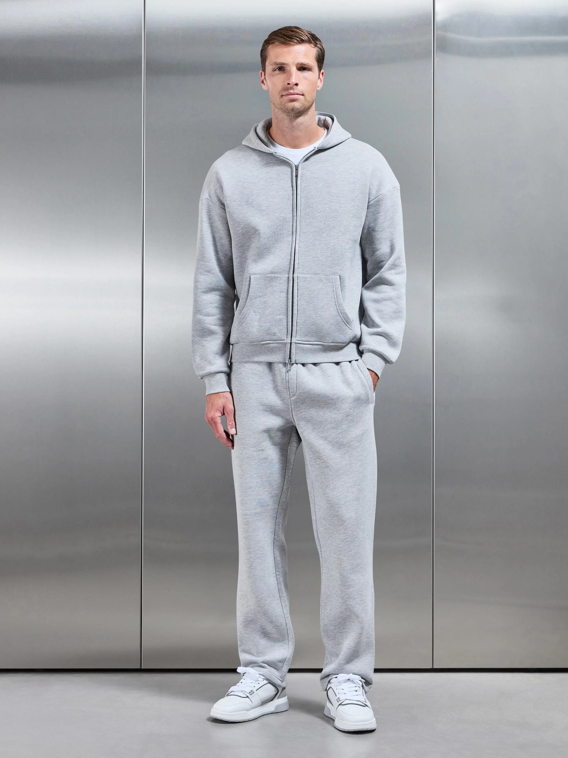 Essential Straight Leg Jogger in Marl Grey - Image 2
