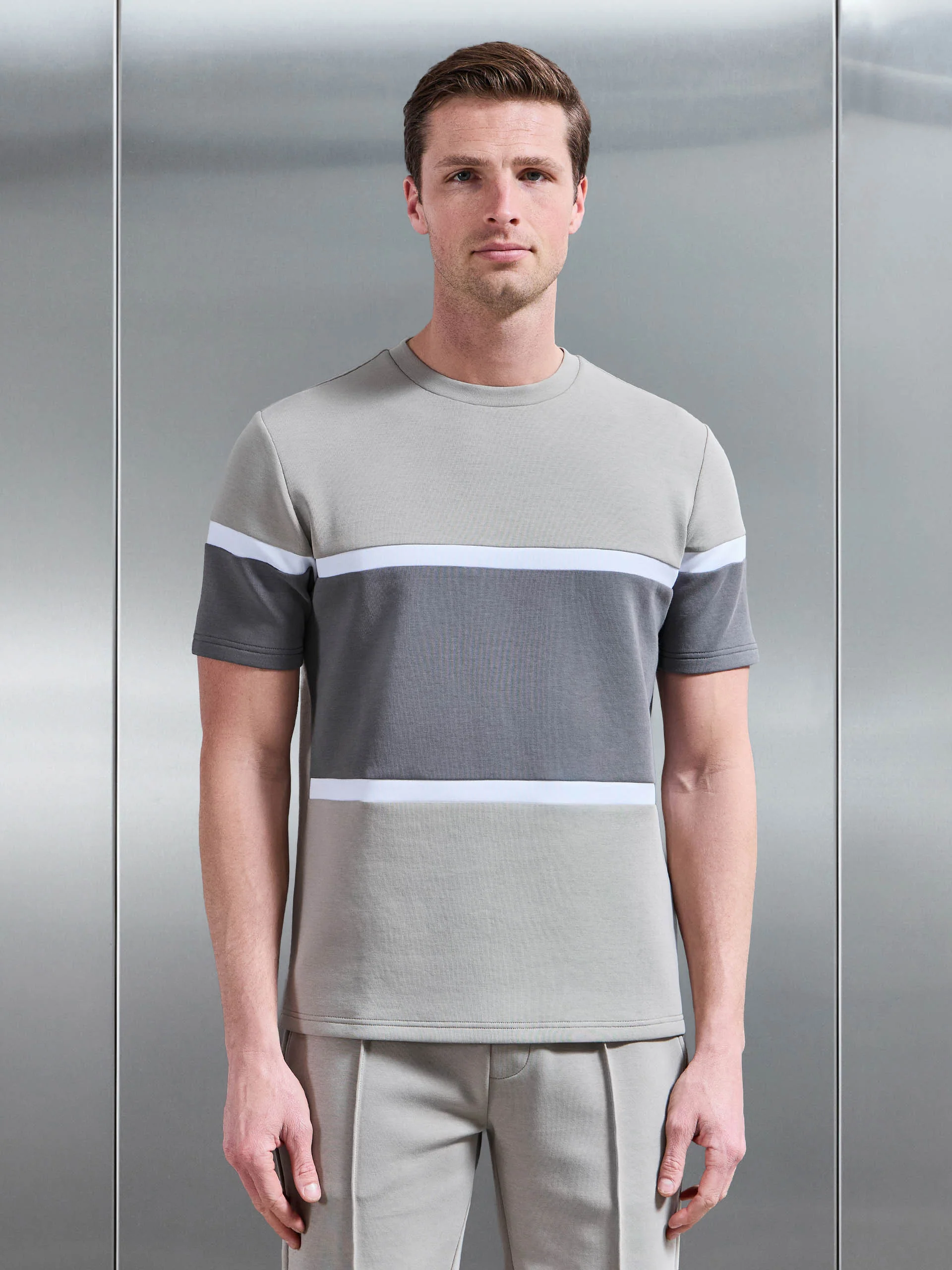 Everyday Luxe Colour Block T-Shirt in Stone
