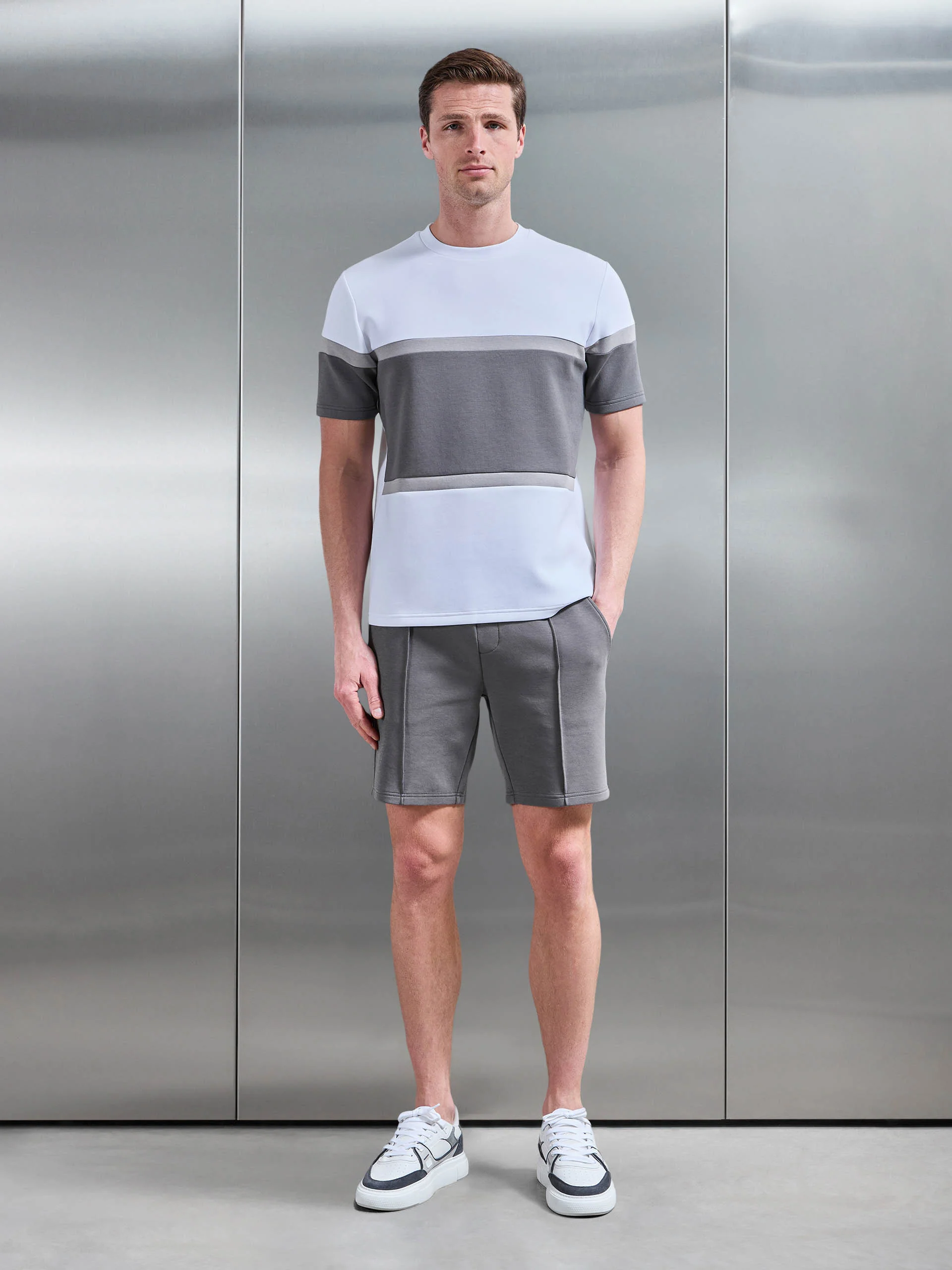 Everyday Luxe Colour Block T-Shirt in White - Image 2