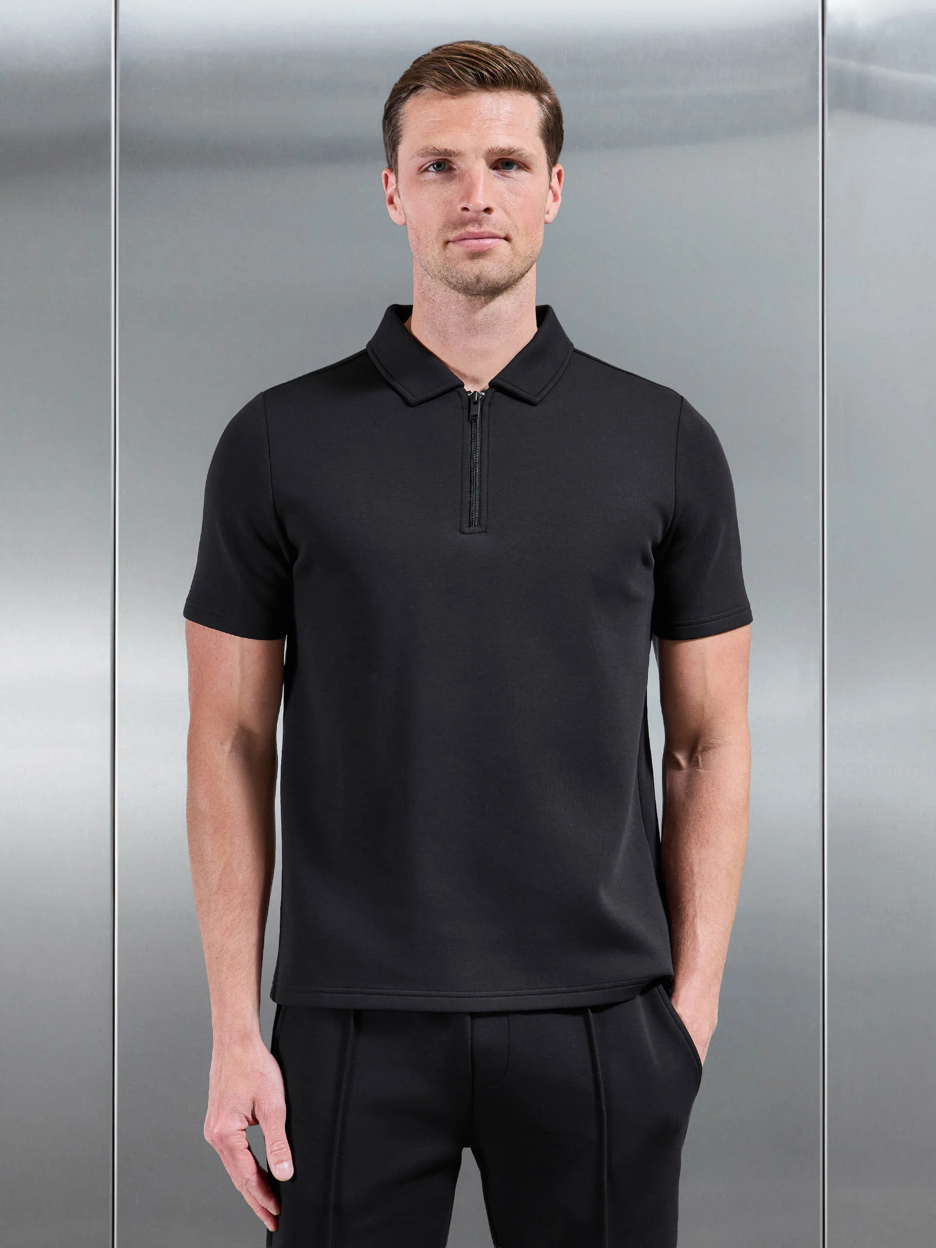 Everyday Luxe Polo Shirt in Black