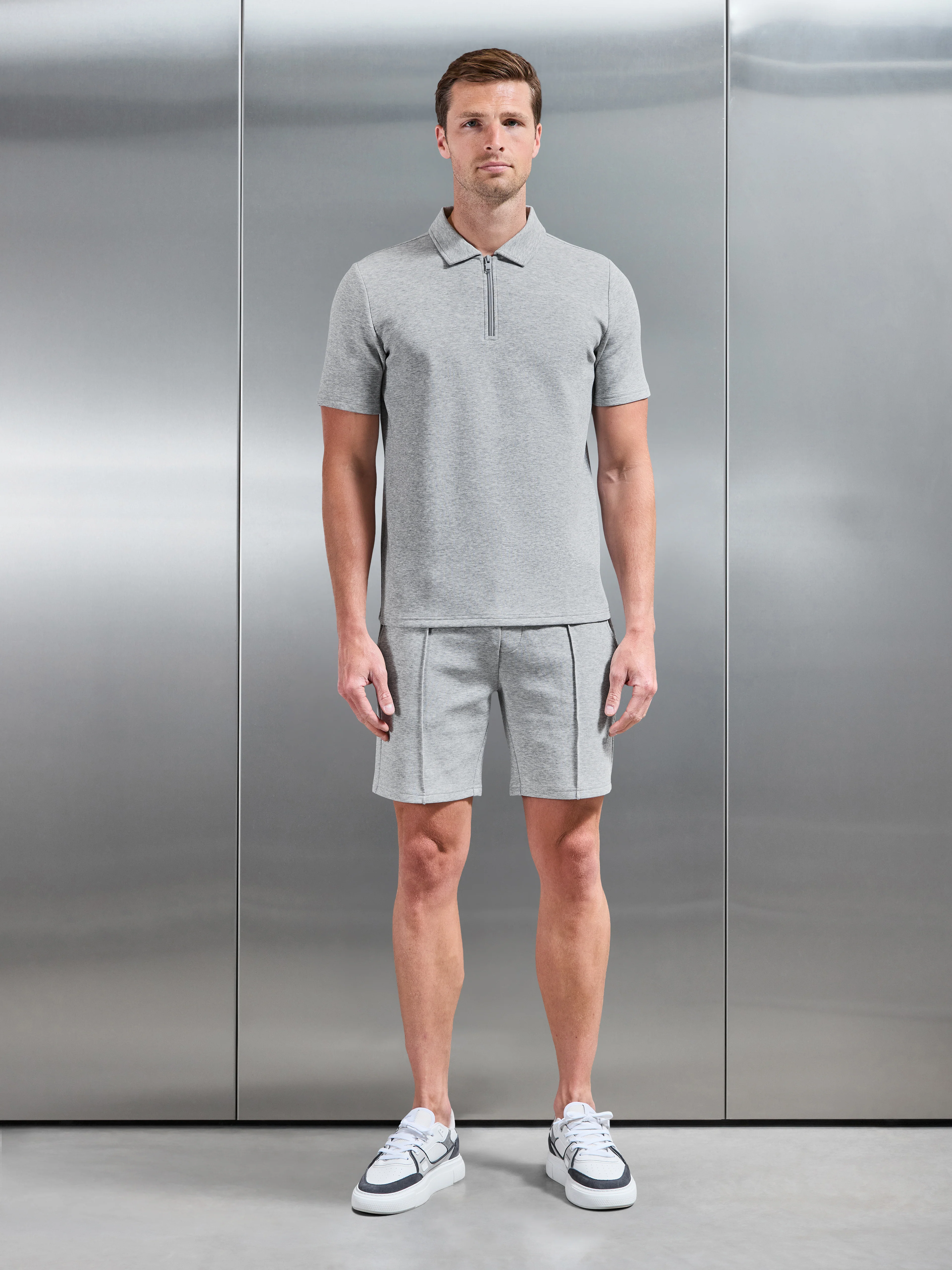 Everyday Luxe Polo Shirt in Marl Grey - Image 2