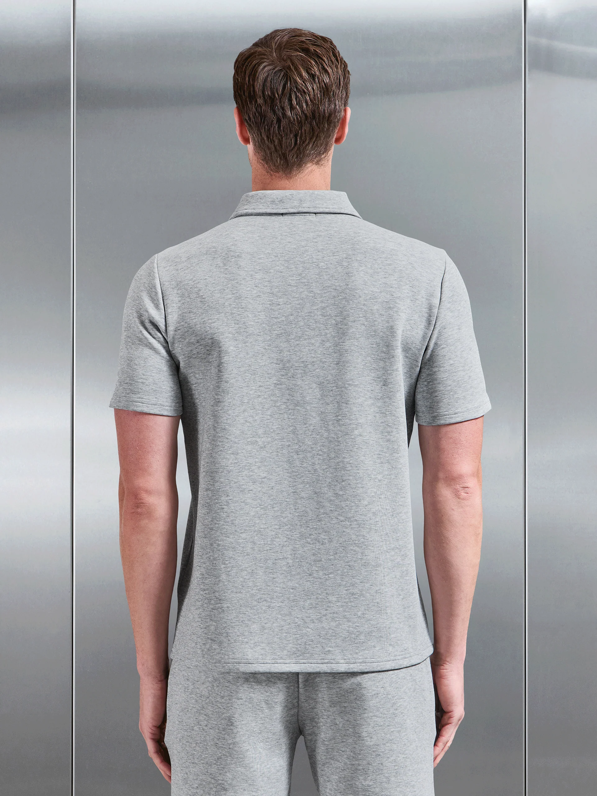 Everyday Luxe Polo Shirt in Marl Grey - Image 4