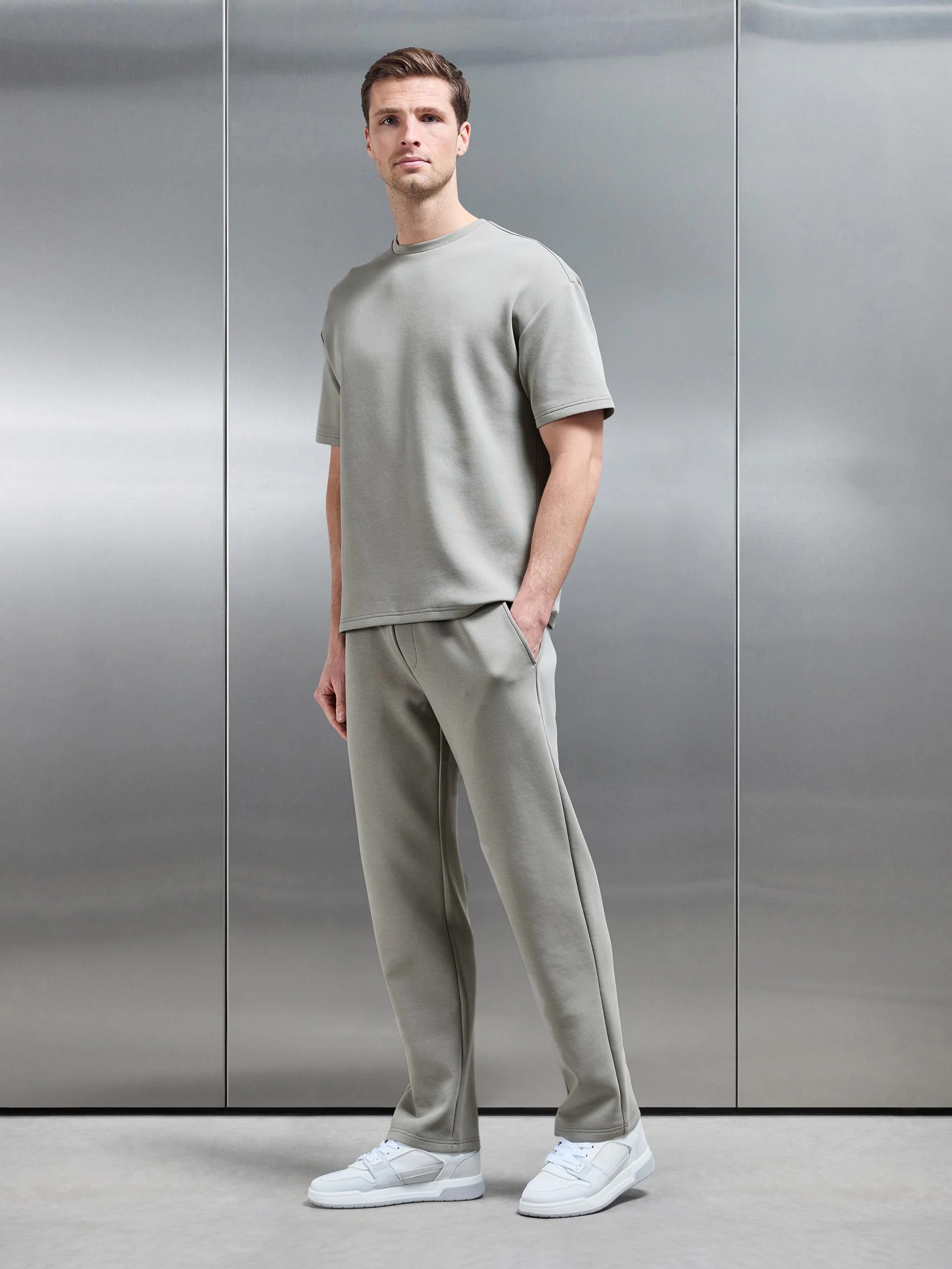 Everyday Luxe Straight Leg Jogger in Stone - Image 2