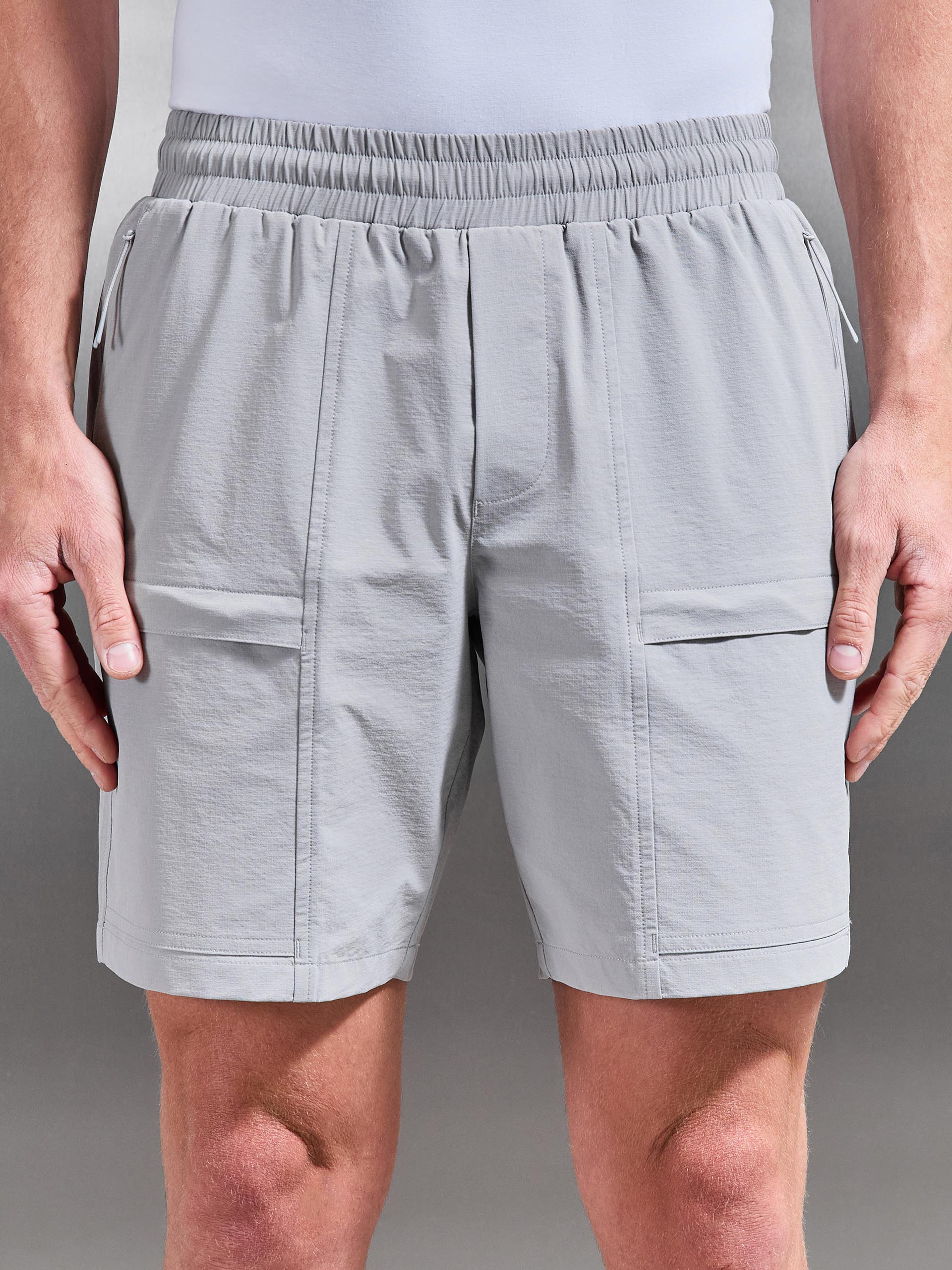 Front Pocket Technical Cargo Short in Mid Grey - Image 4