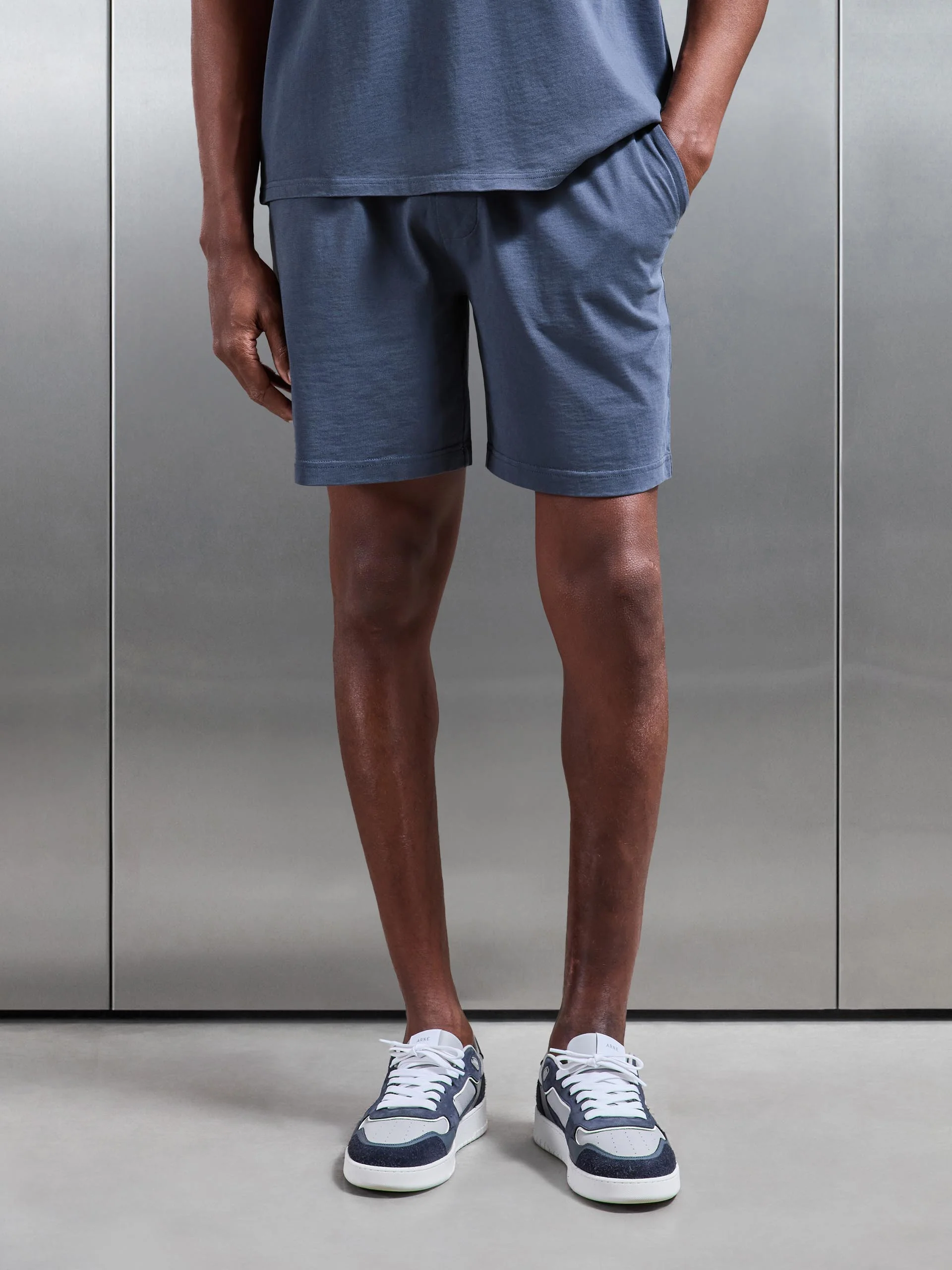 Garment Dye Relaxed Short in Slate Blue