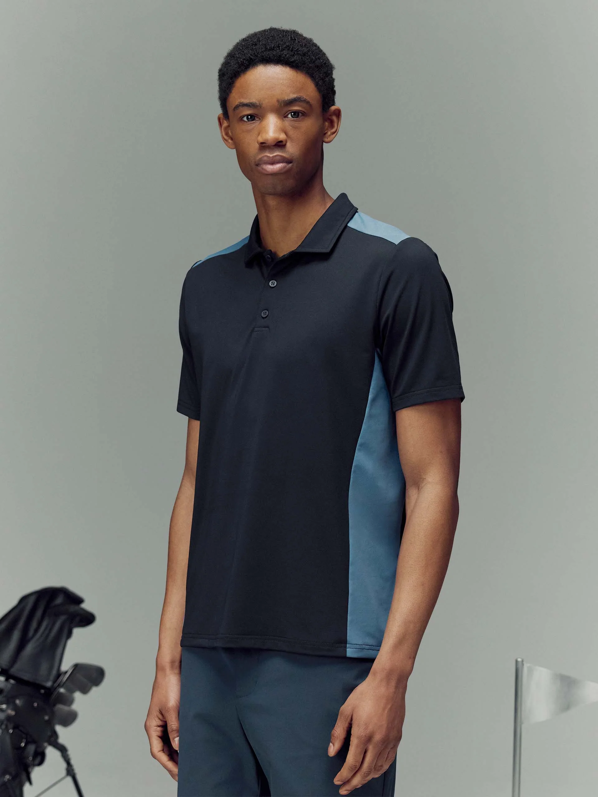 Golf Colour Block Polo Shirt in Navy