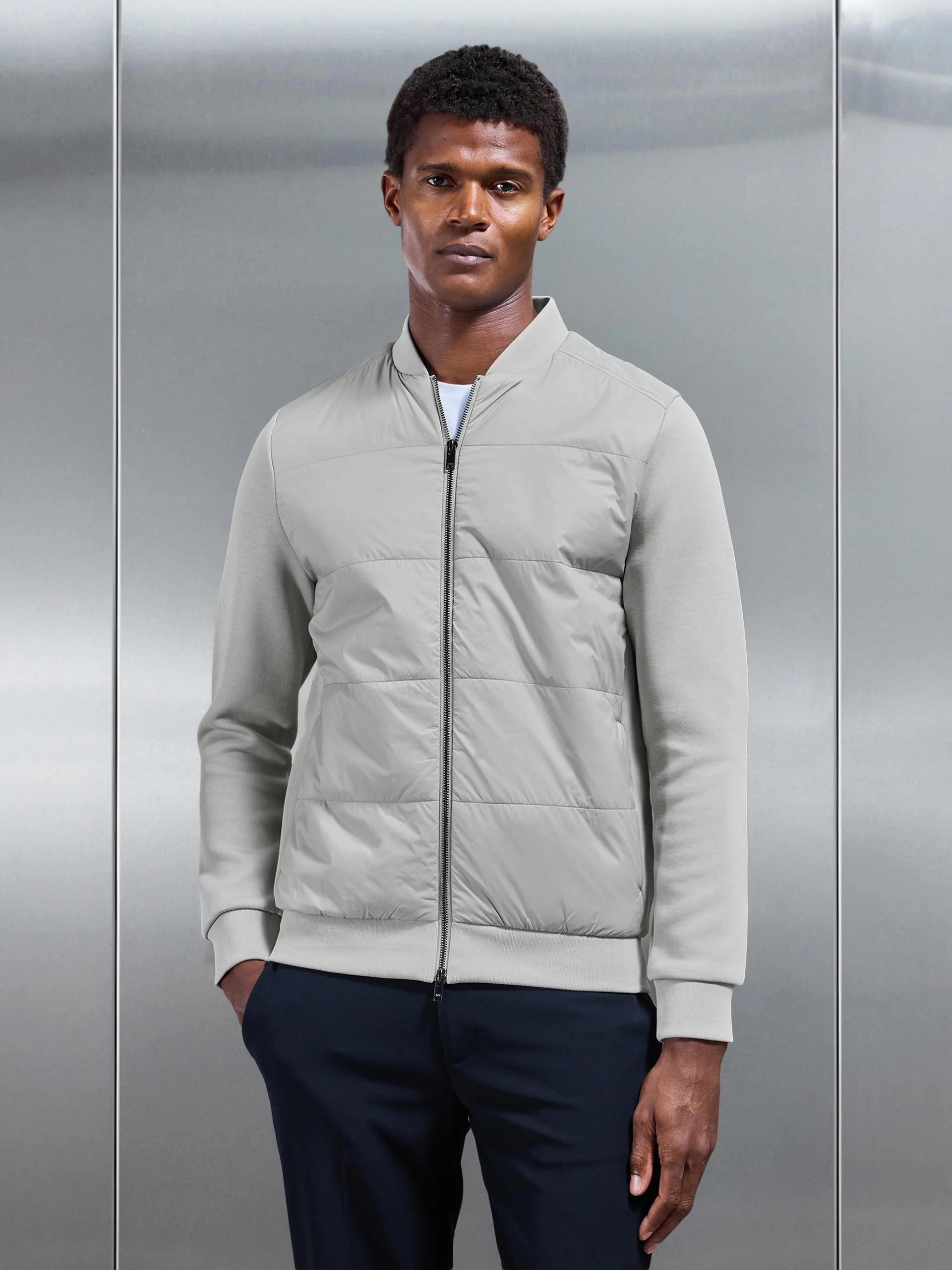 Hybrid Bomber Jacket in Stone