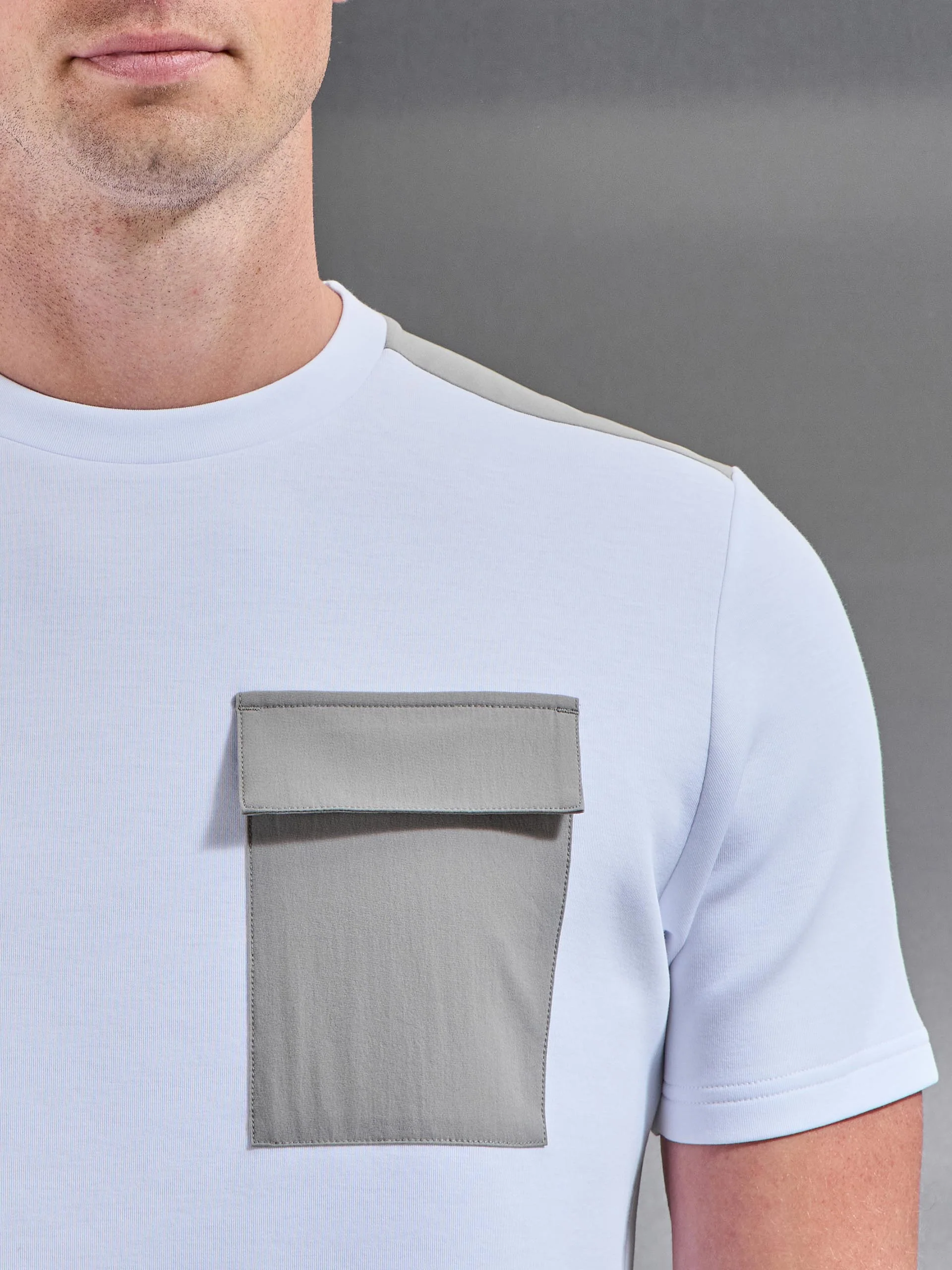 Hybrid Cargo T-Shirt in White Stone - Image 3