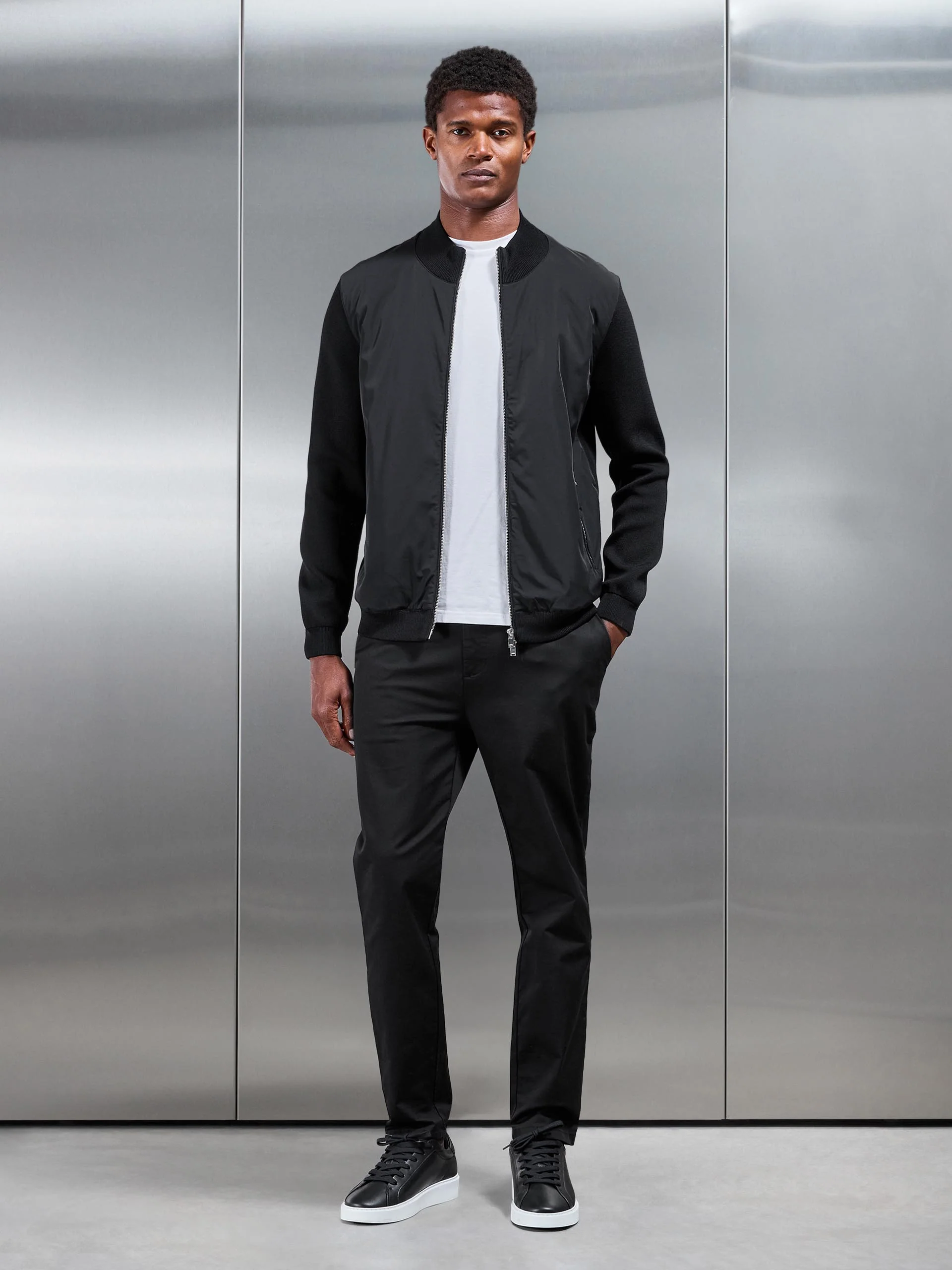 Hybrid Knitted Jacket in Black - Image 3