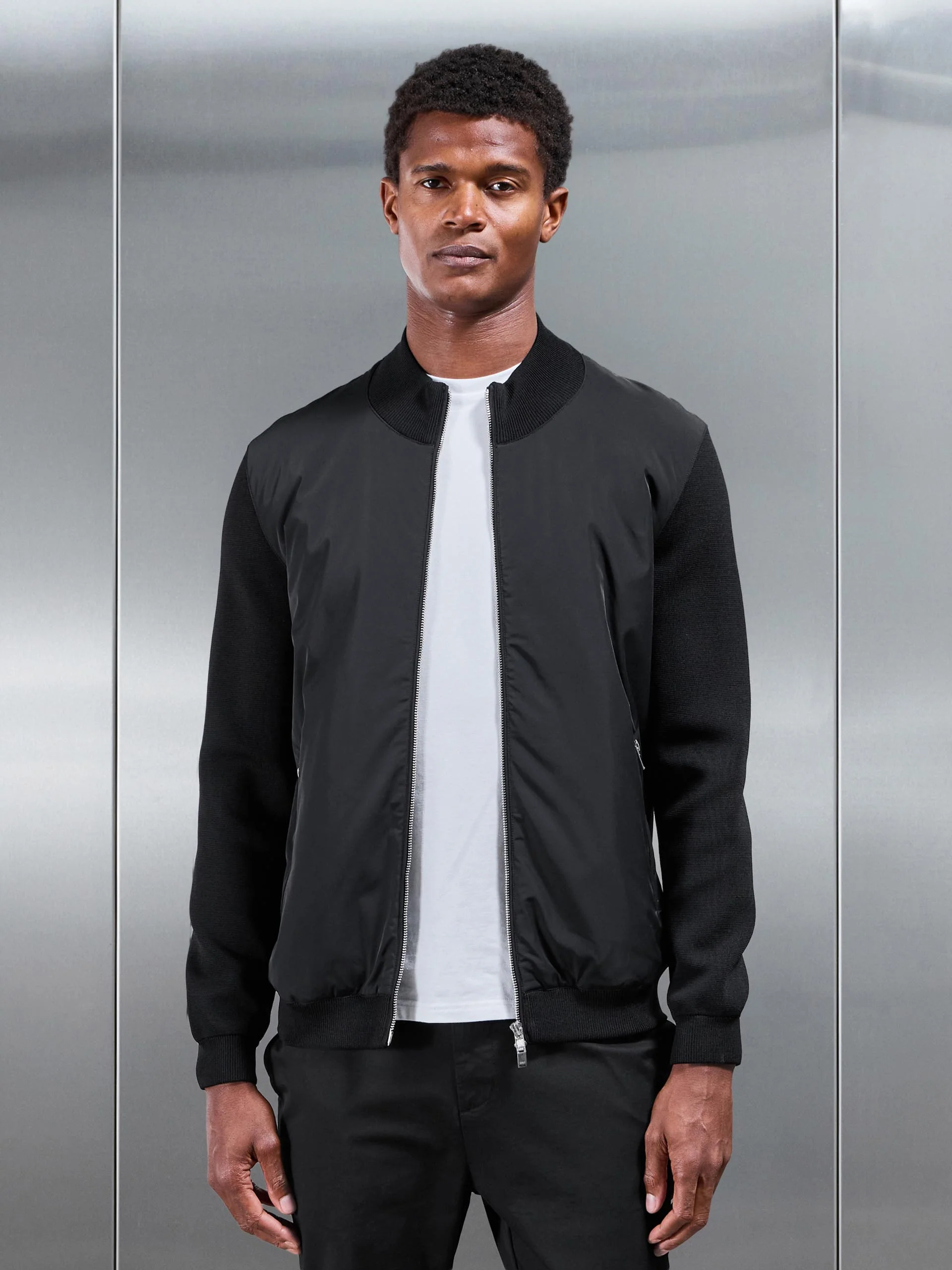 Hybrid Knitted Jacket in Black - Image 7