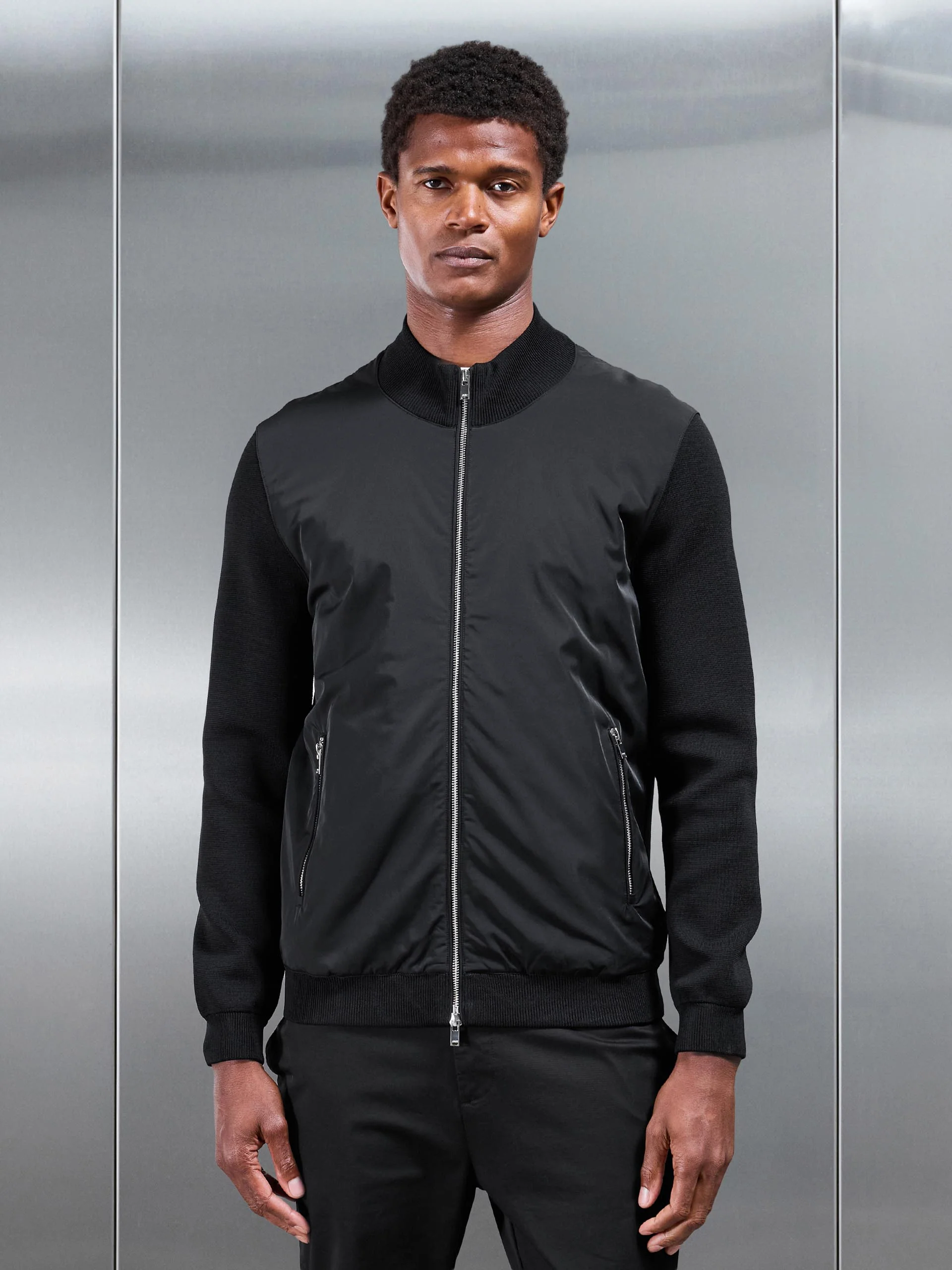 Hybrid Knitted Jacket in Black - Image 9