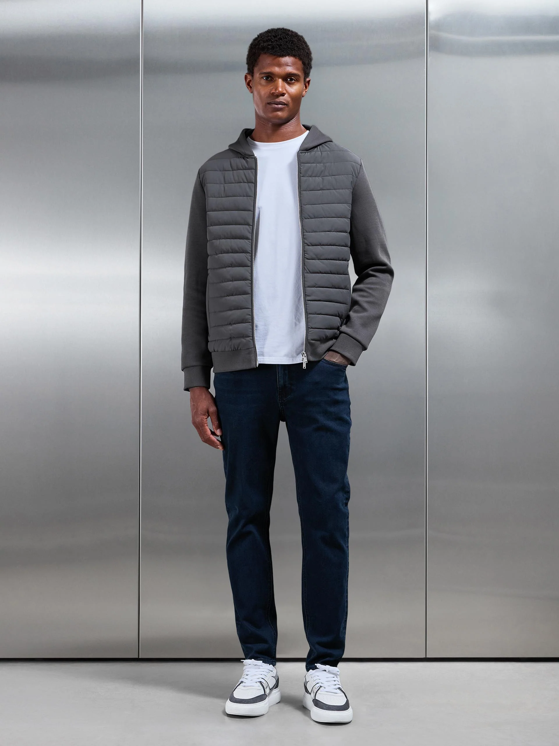 Hybrid Quilted Windbreaker in Grey - Image 2