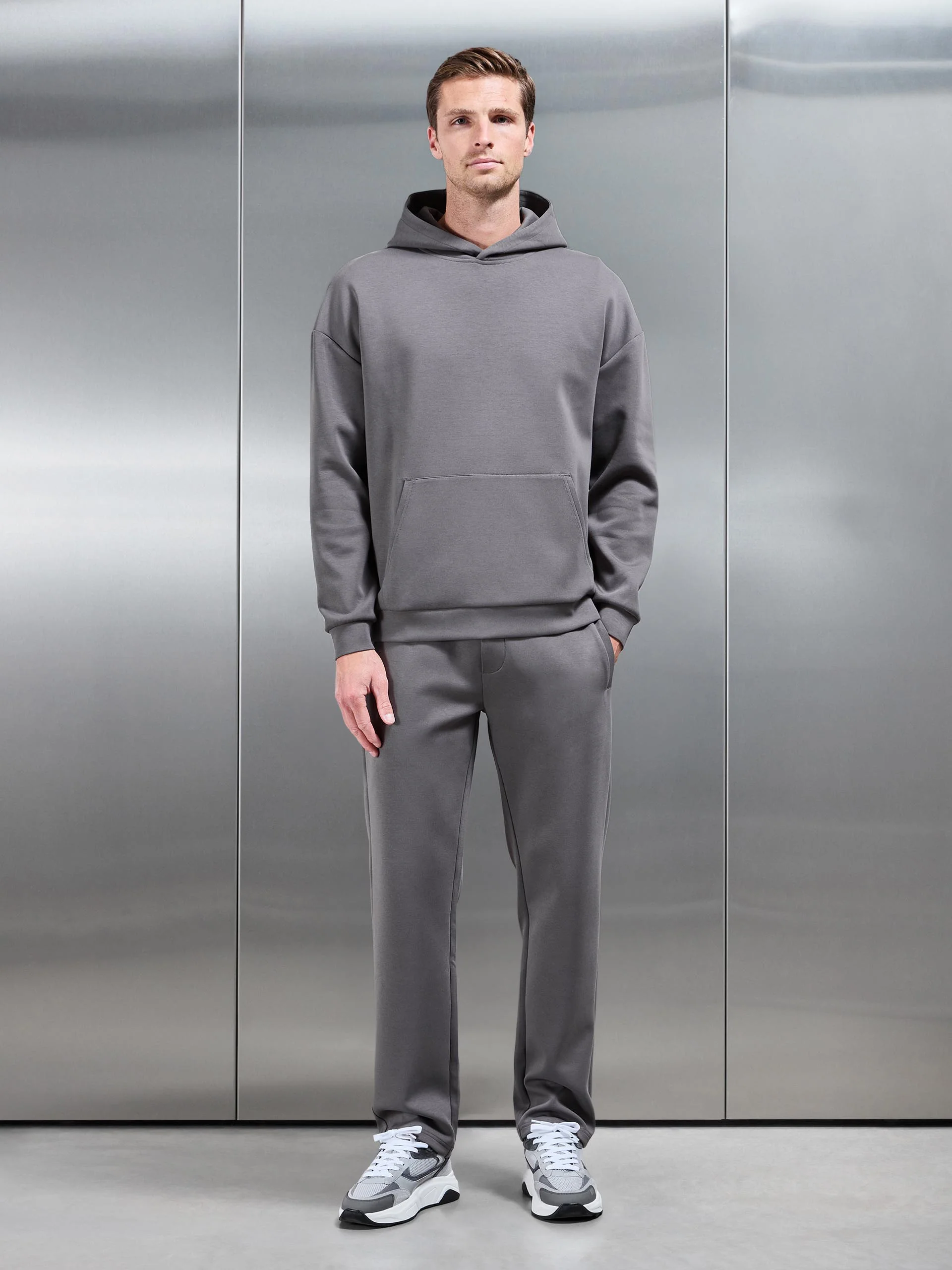 Interlock Jersey Straight Leg Jogger in Charcoal - Image 2