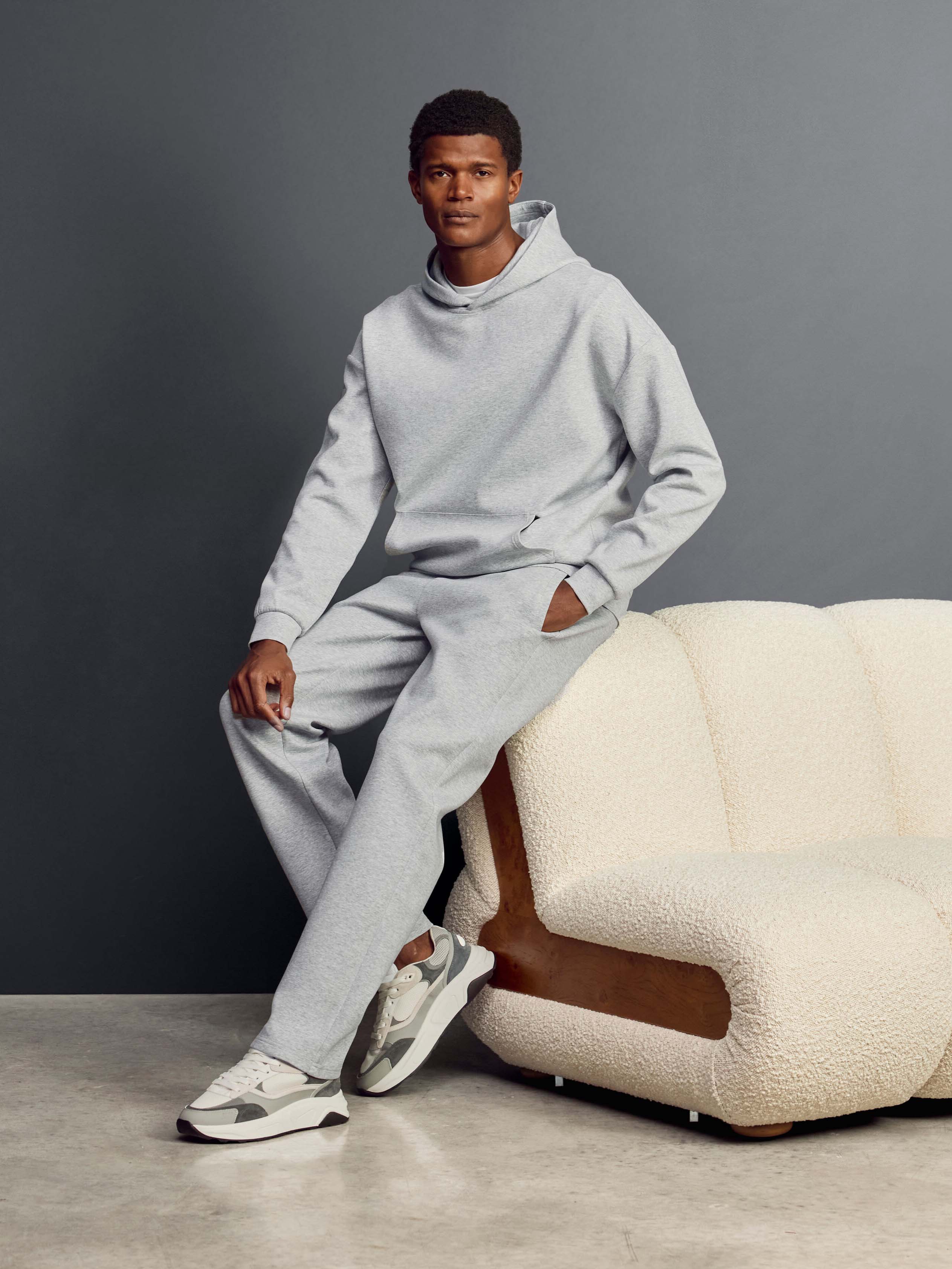 Interlock Jersey Straight Leg Jogger in Marl Grey - Image 2