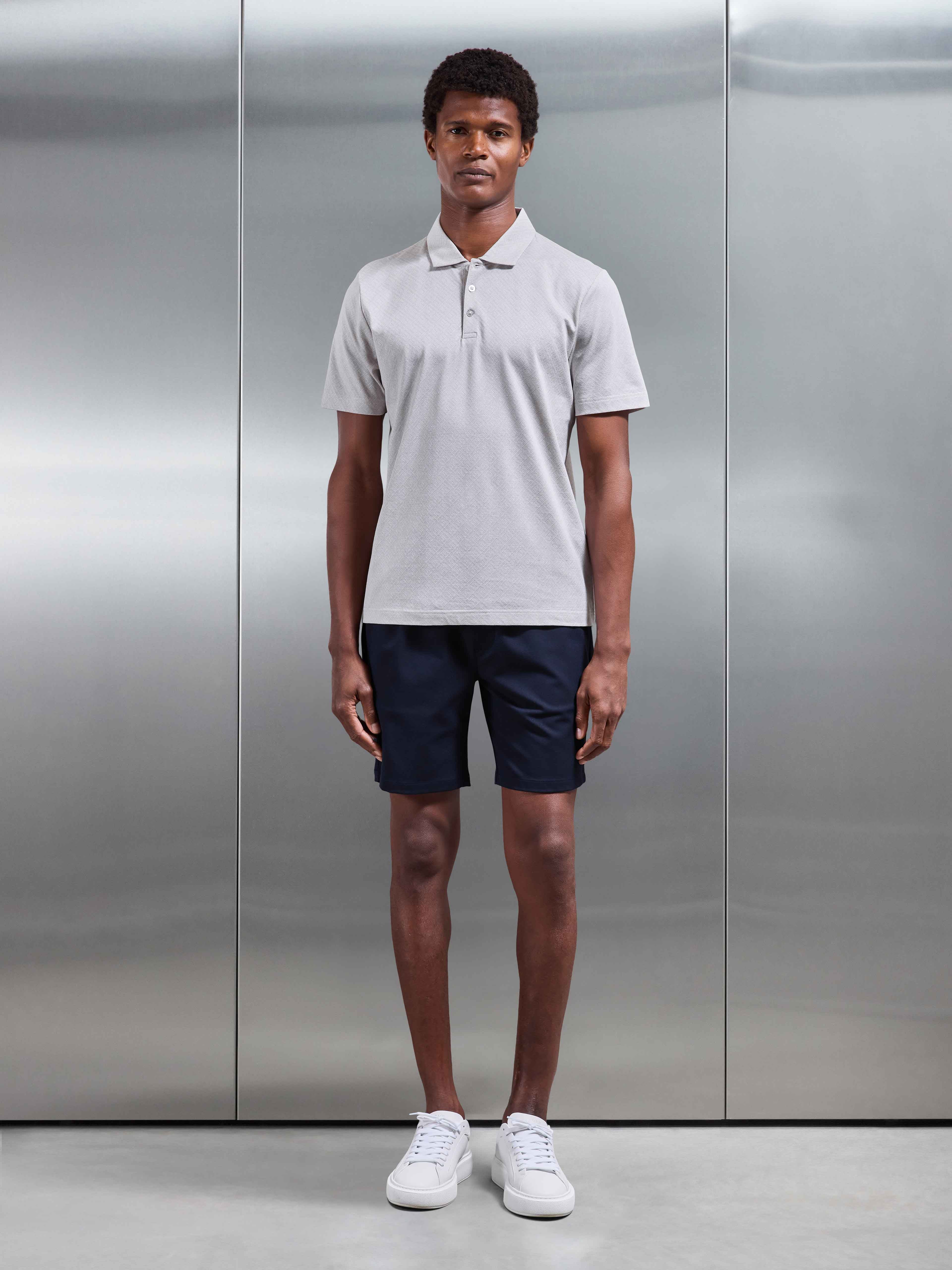Jacquard Pique Polo Shirt in Stone - Image 2
