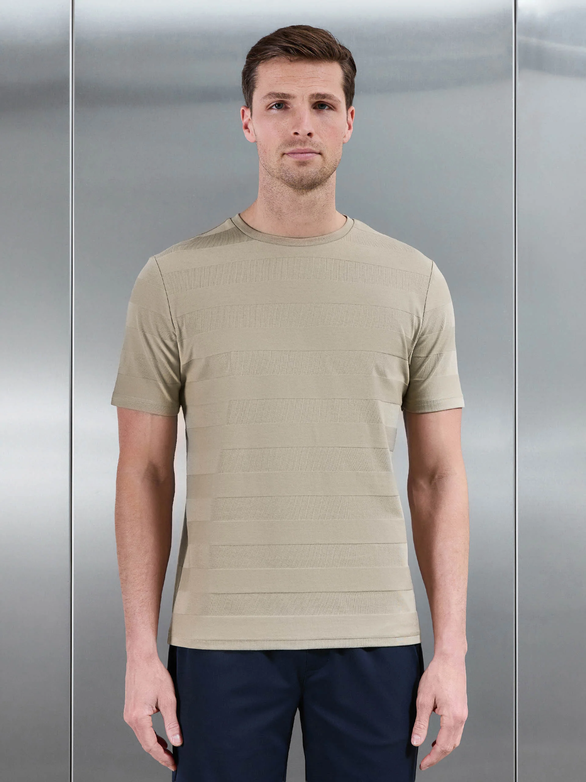 Jacquard Stripe T-Shirt in Stone