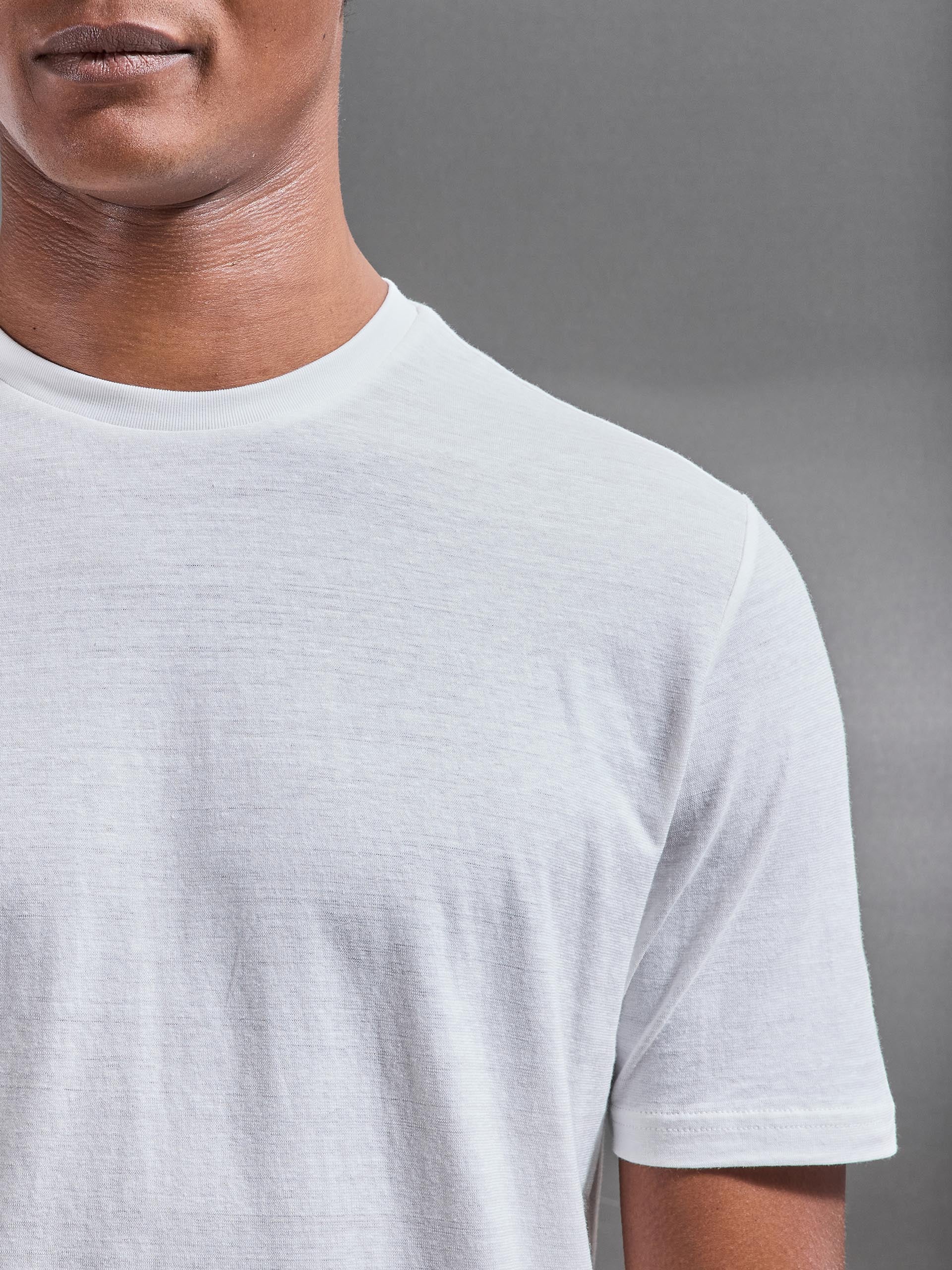 Linen Blend T-Shirt in White - Image 3