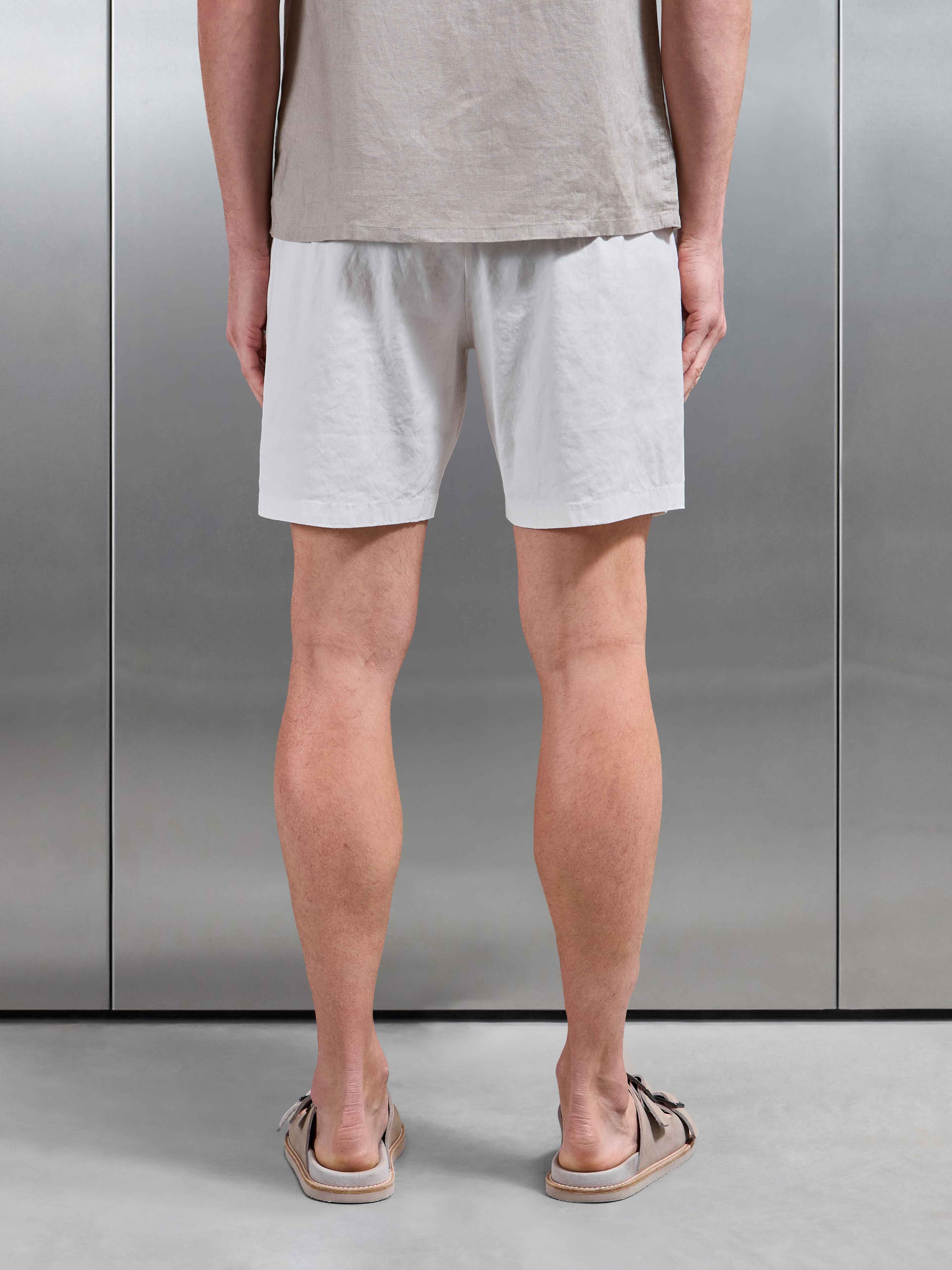 Linen Drawstring Short in Off White - Image 3