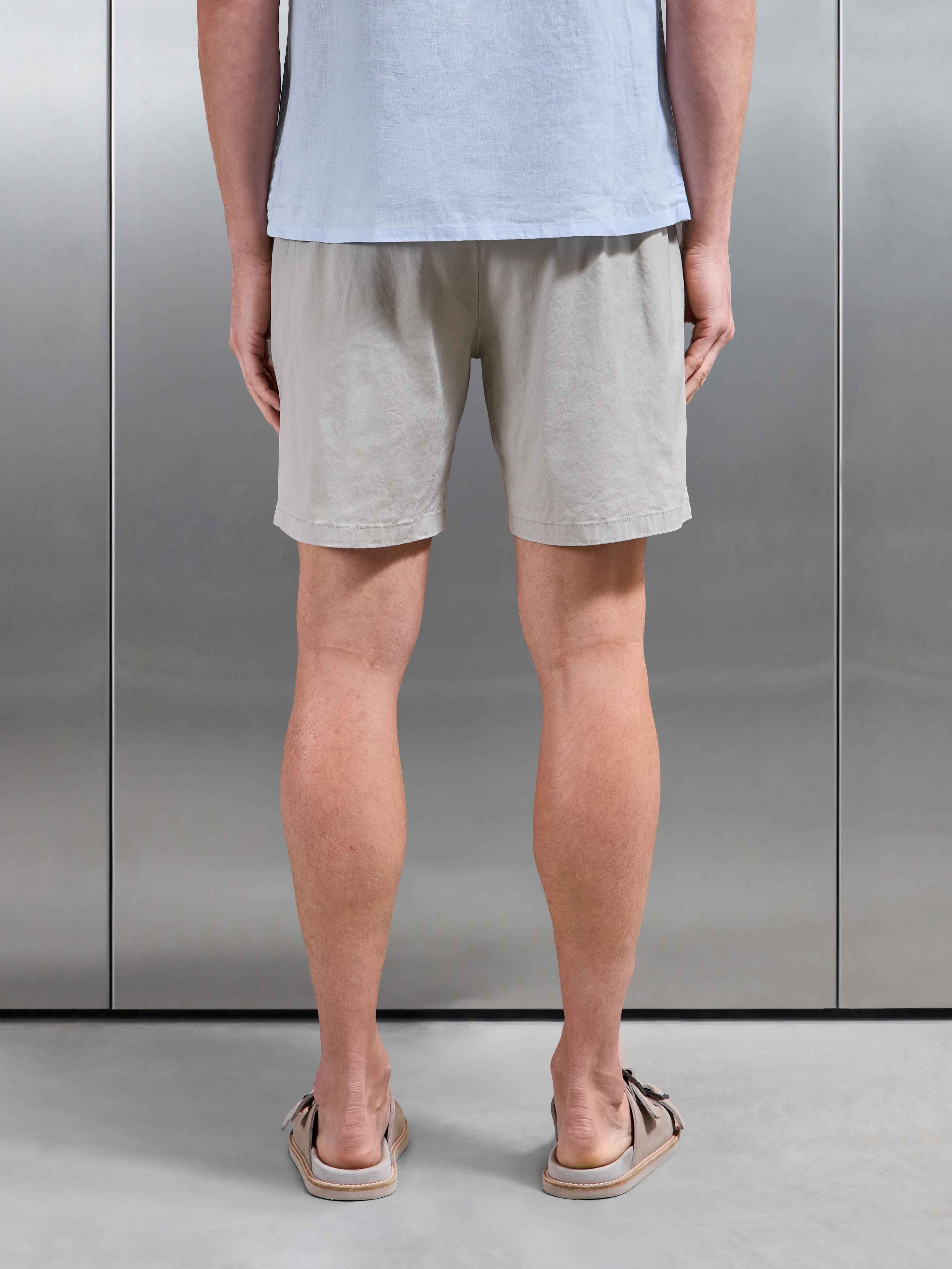 Linen Drawstring Short in Stone - Image 3