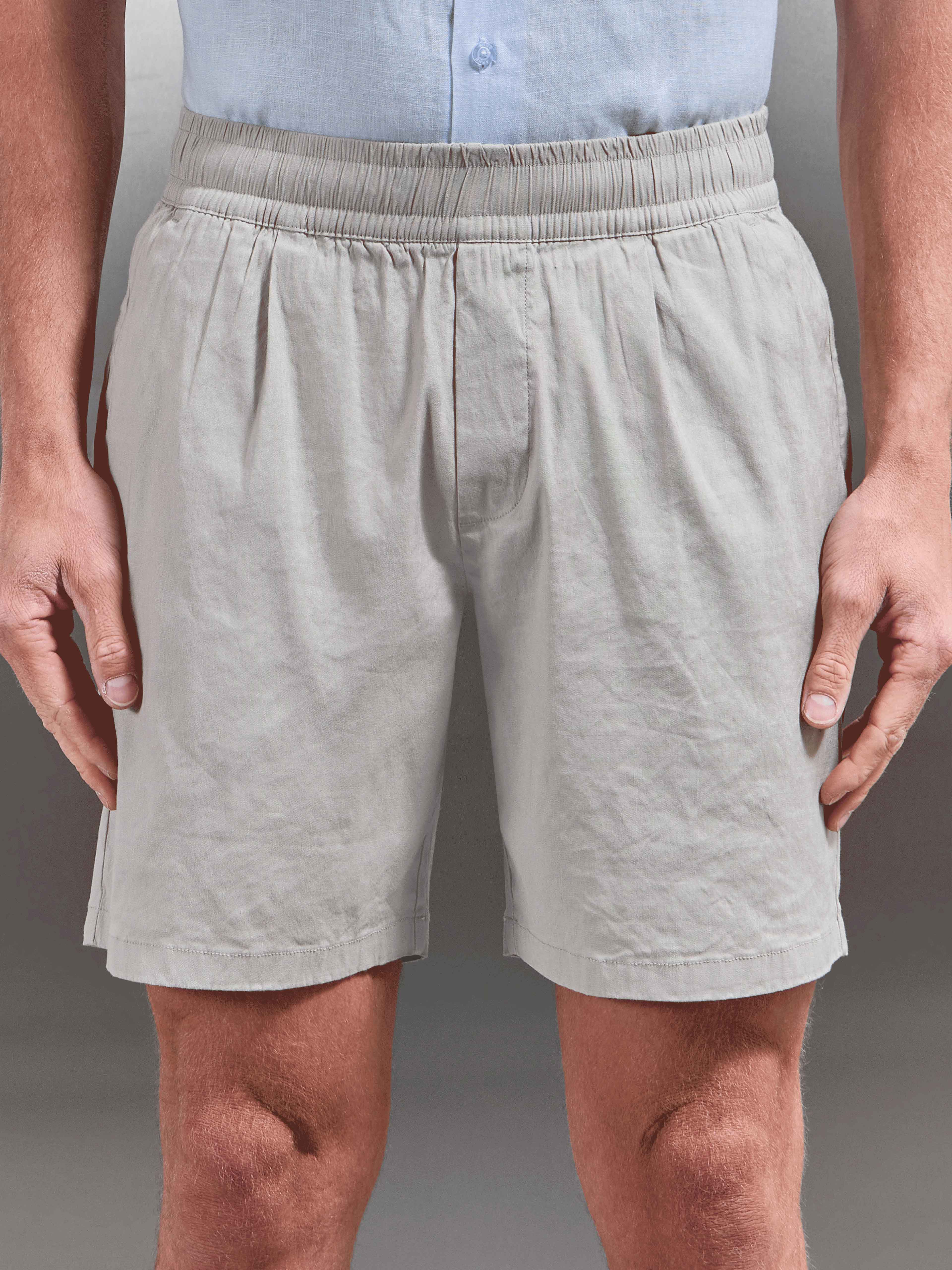 Linen Drawstring Short in Stone - Image 4