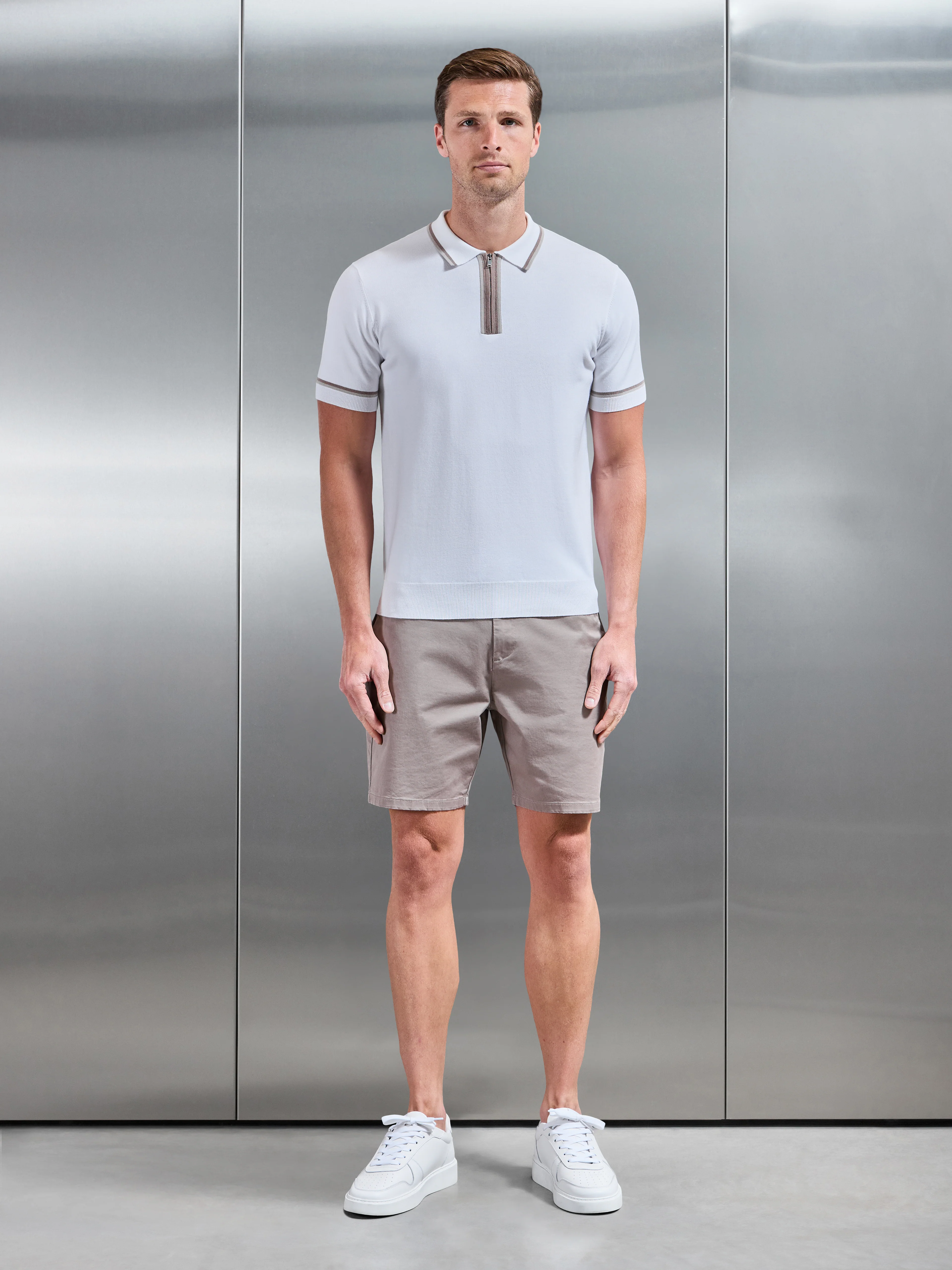 Loro Tipped Polo Shirt in White - Image 2