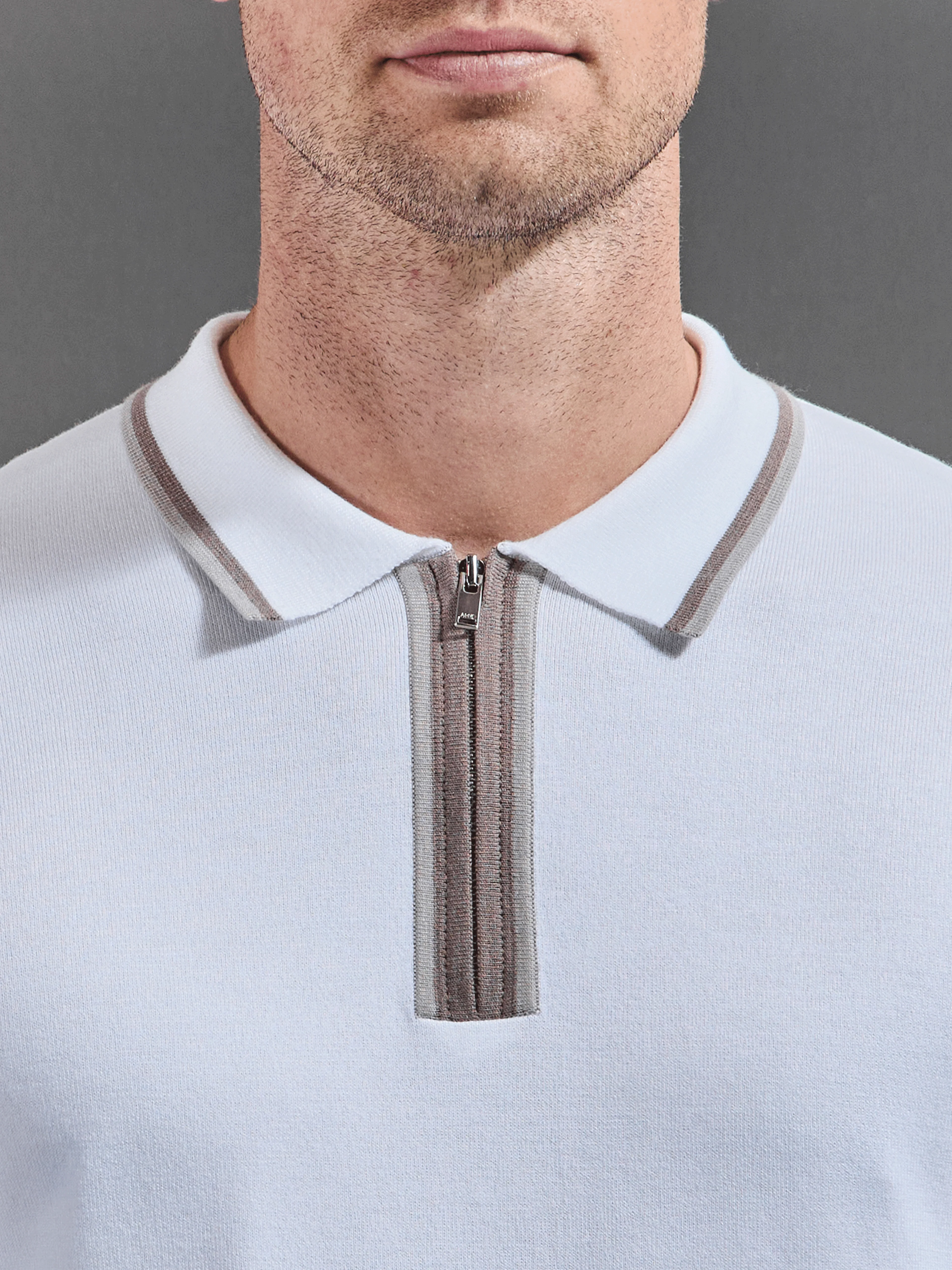 Loro Tipped Polo Shirt in White - Image 3