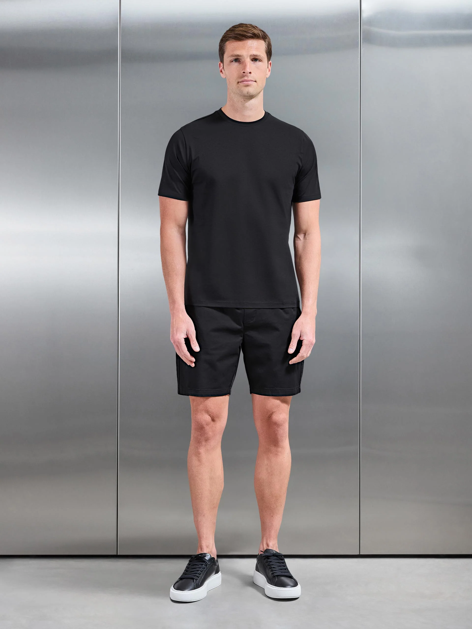 Mercerised Cotton T-Shirt in Black - Image 2