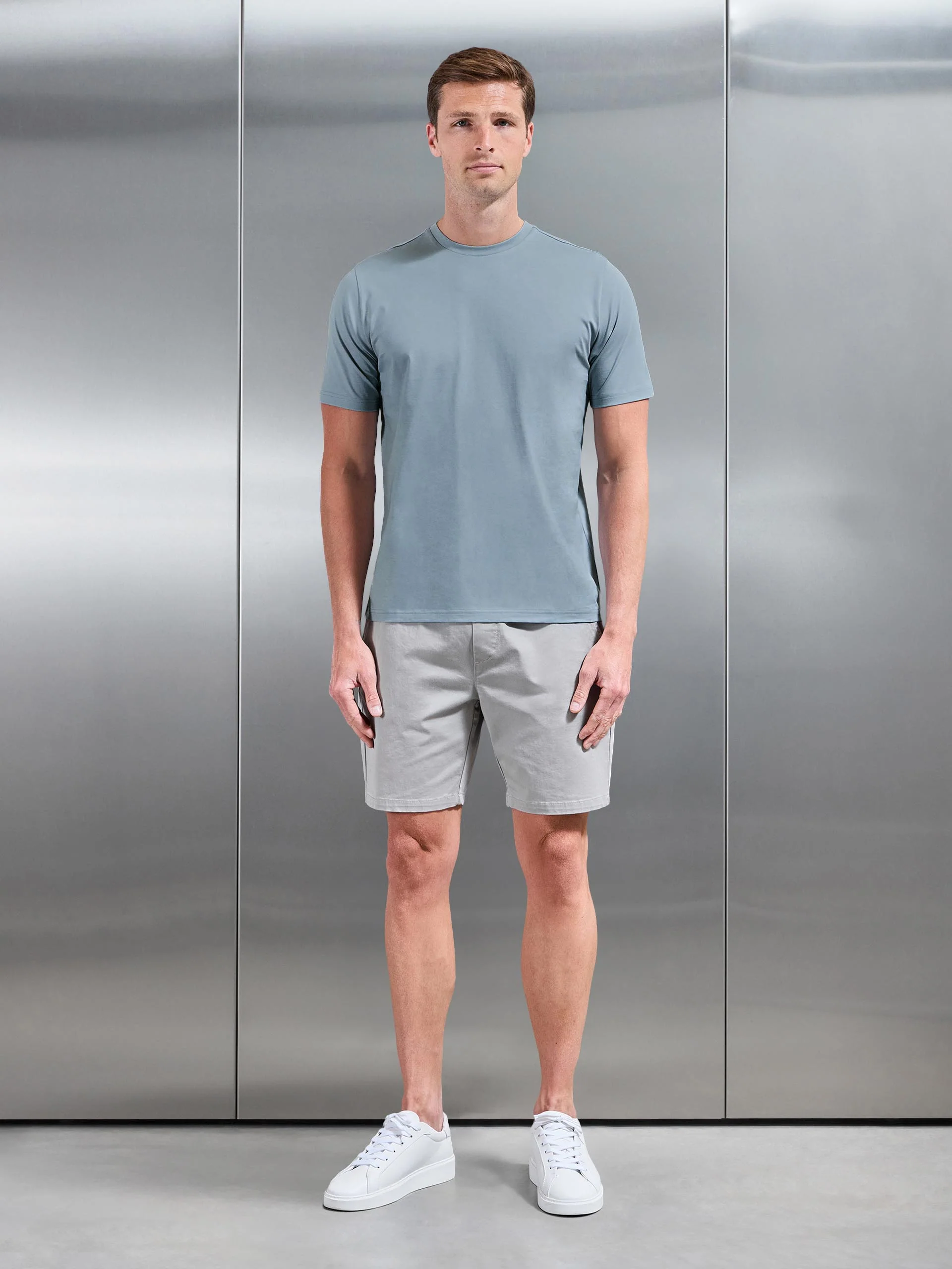 Mercerised Cotton T-Shirt in Light Blue - Image 2