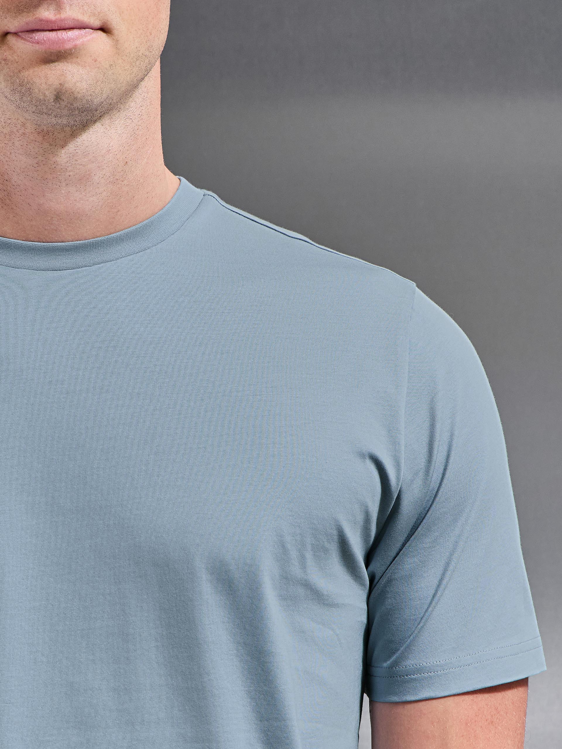 Mercerised Cotton T-Shirt in Light Blue - Image 3