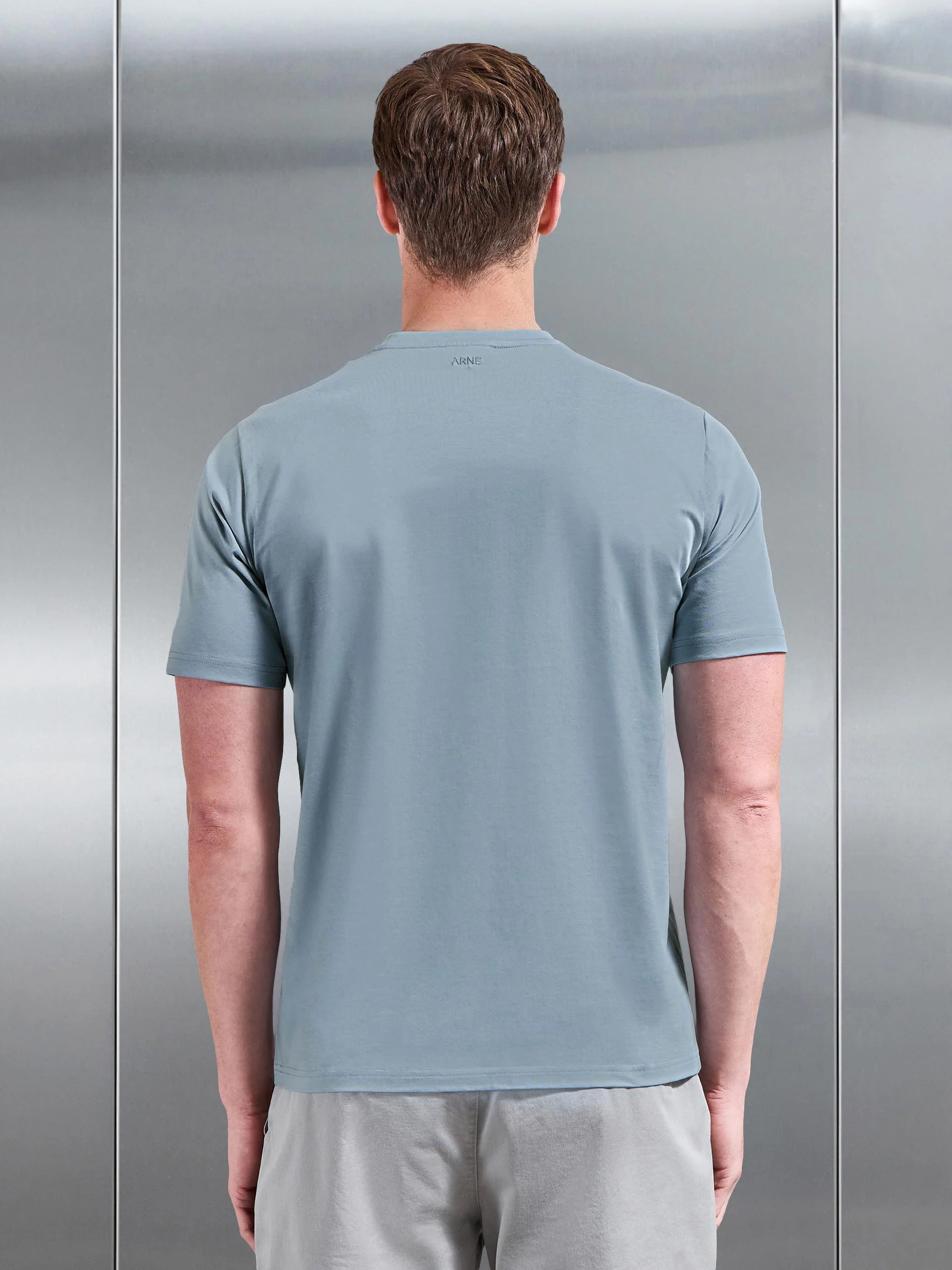Mercerised Cotton T-Shirt in Light Blue - Image 4