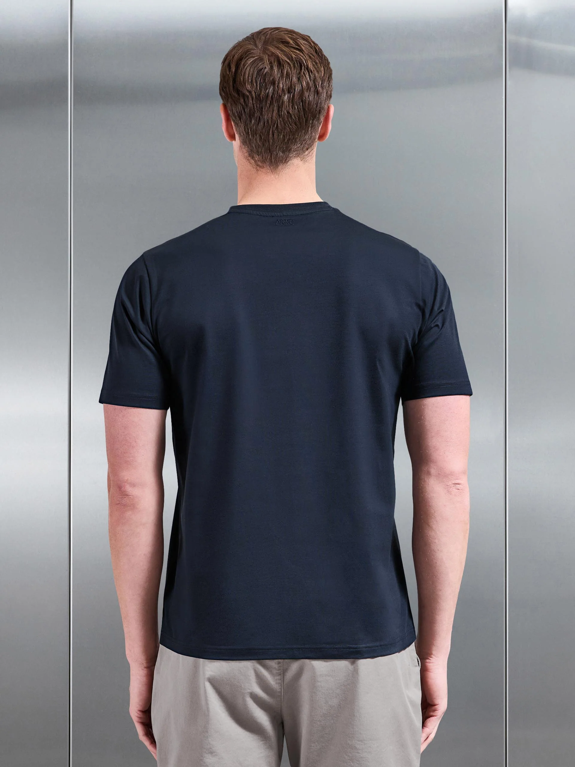 Mercerised Cotton T-Shirt in Navy - Image 4