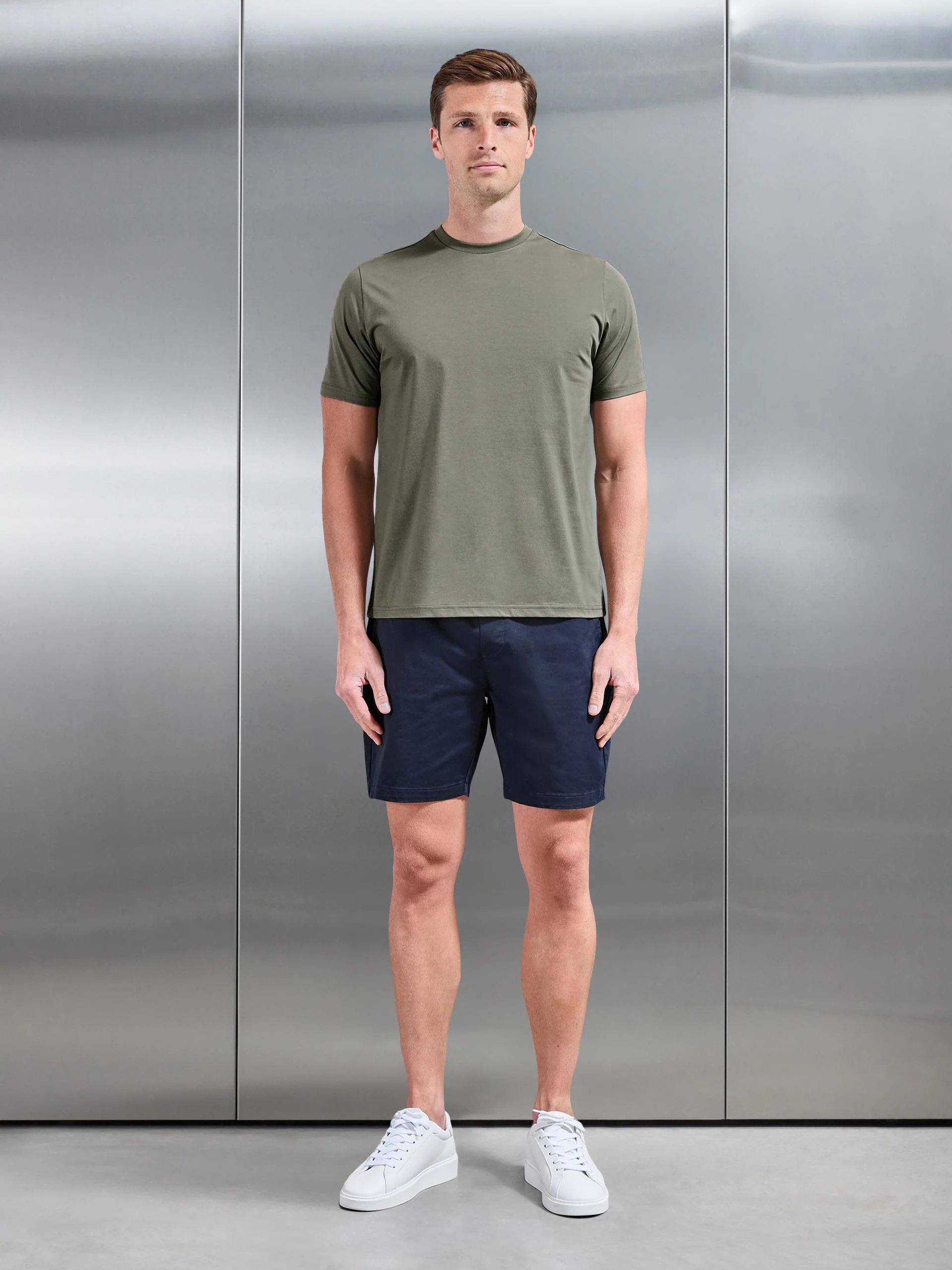 Mercerised Cotton T-Shirt in Sage - Image 2