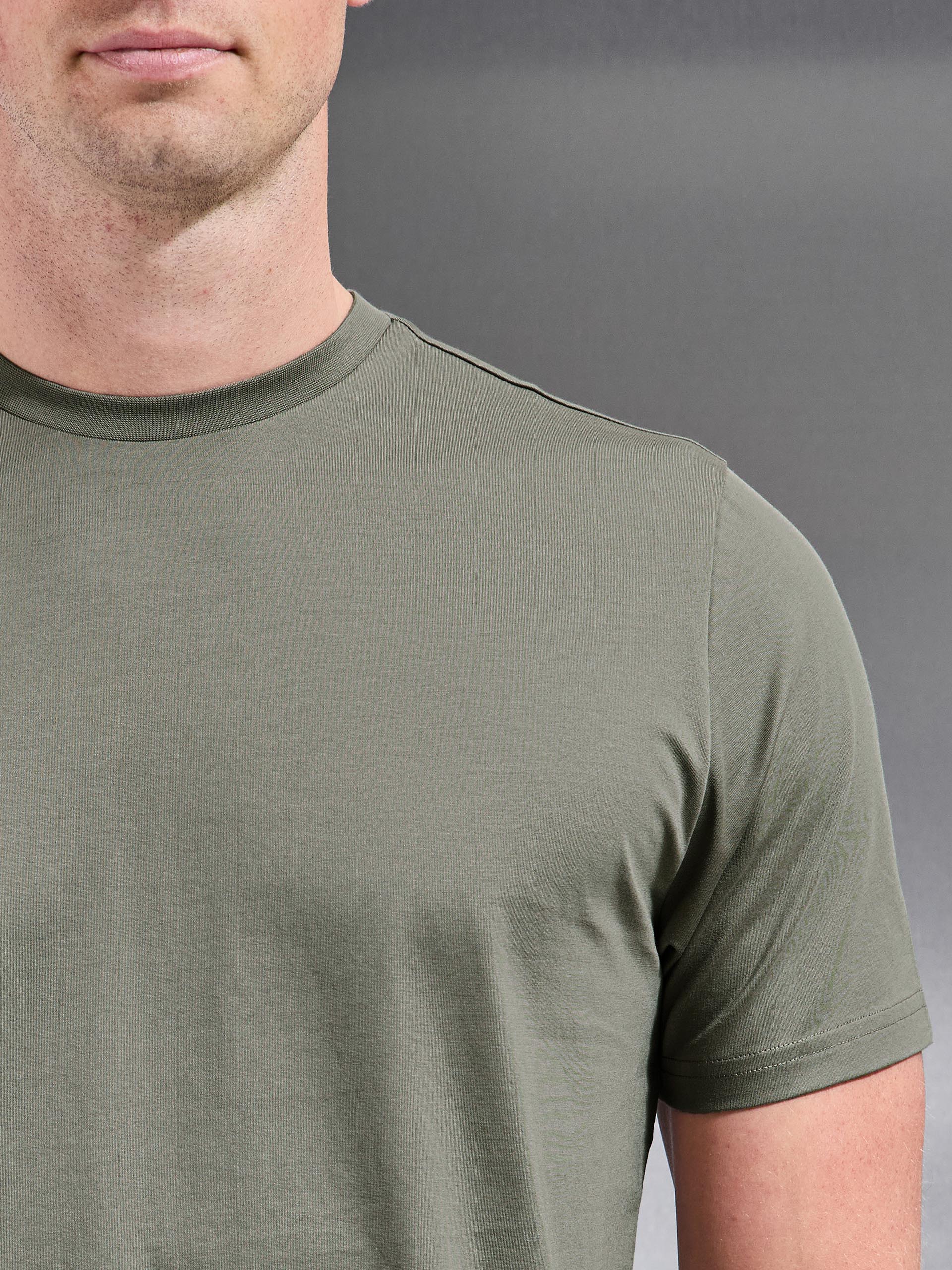 Mercerised Cotton T-Shirt in Sage - Image 3