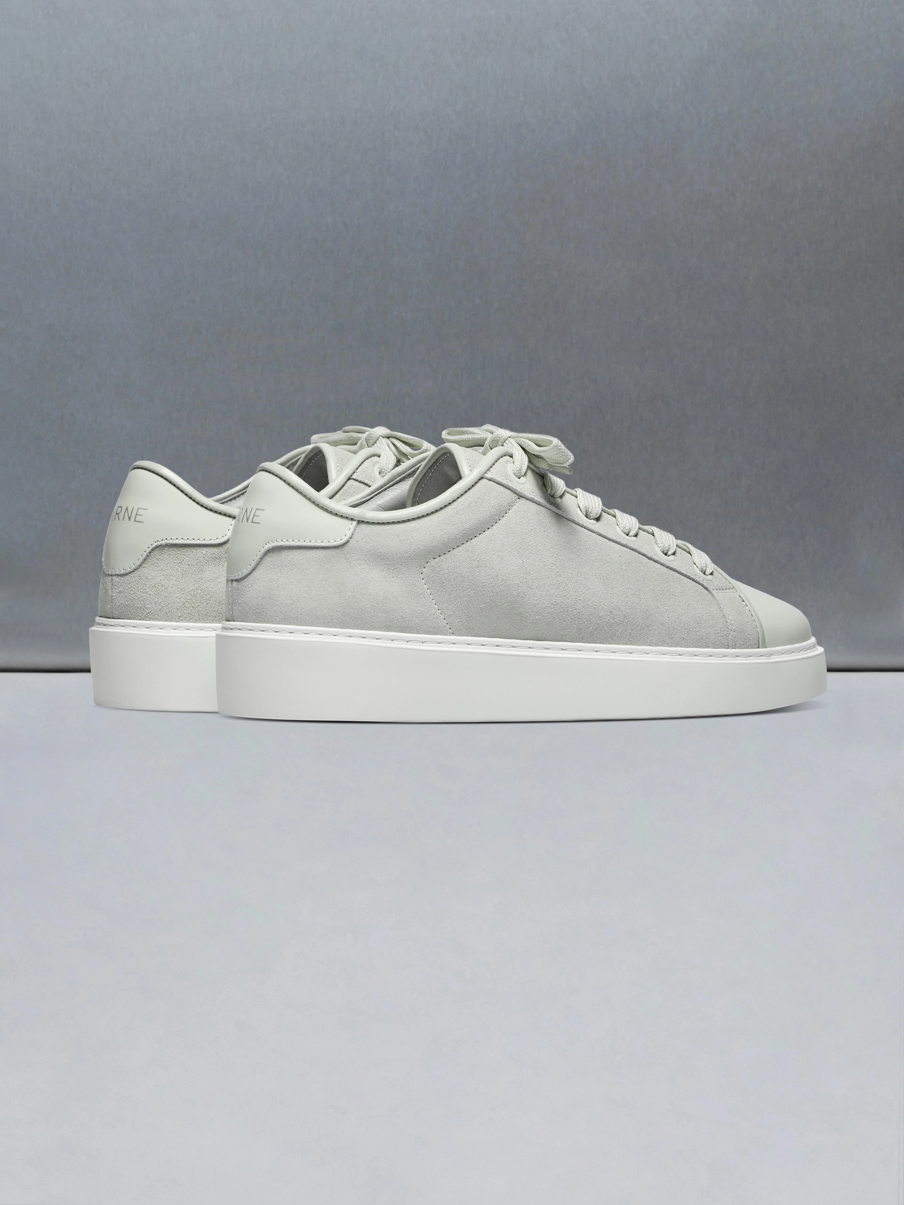 Mid Leather Toe Cap Trainer in Stone - Image 3