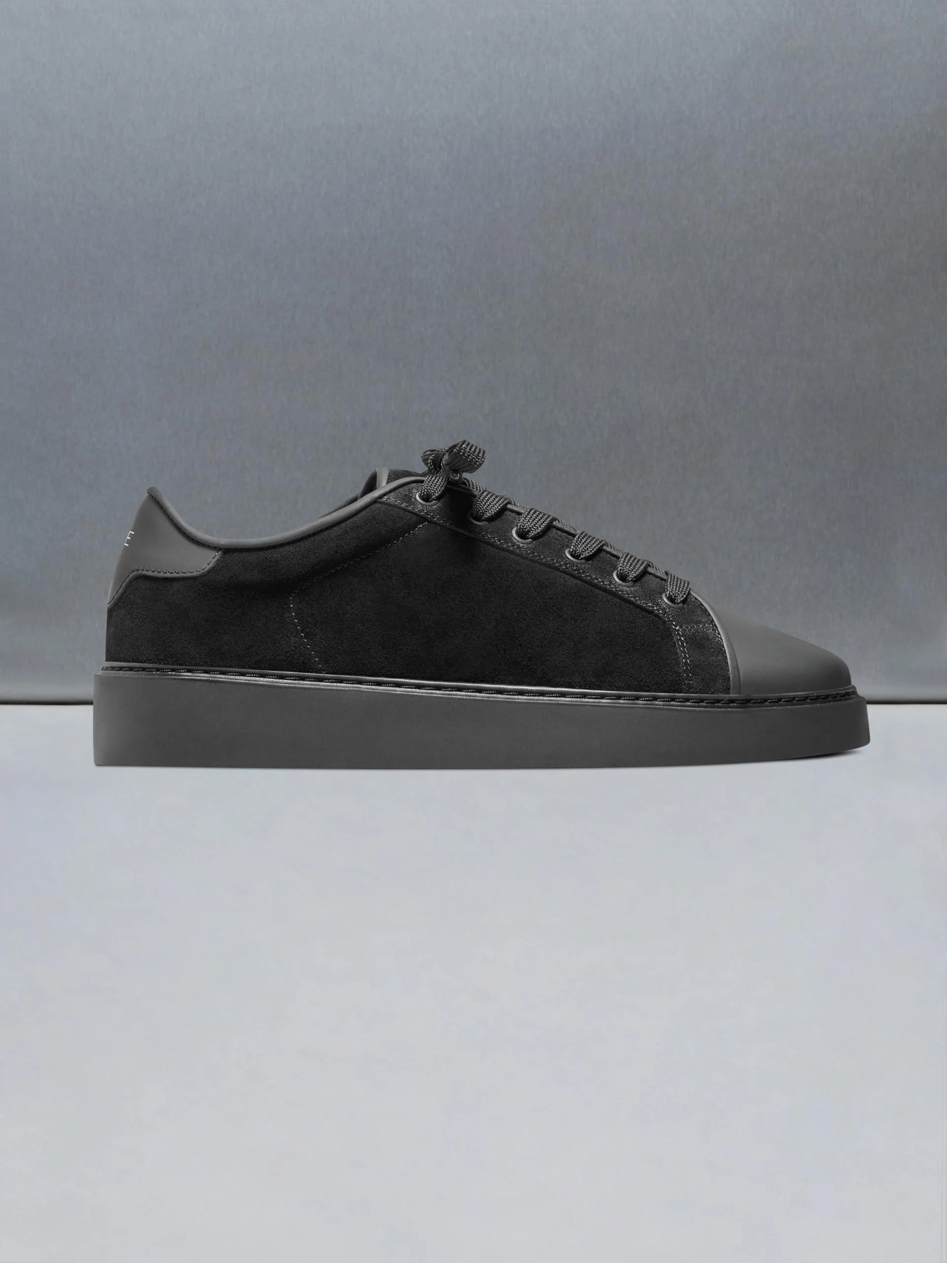Mid Leather Toe Cap Trainer in Triple Black